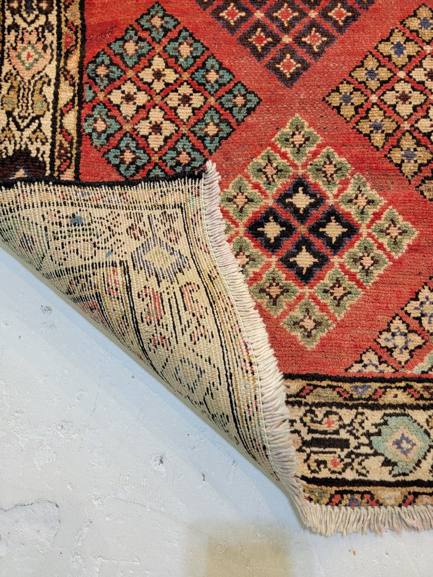 Antique Hand-Knotted Wool Runner Hamedan 3'5" x 9'4"