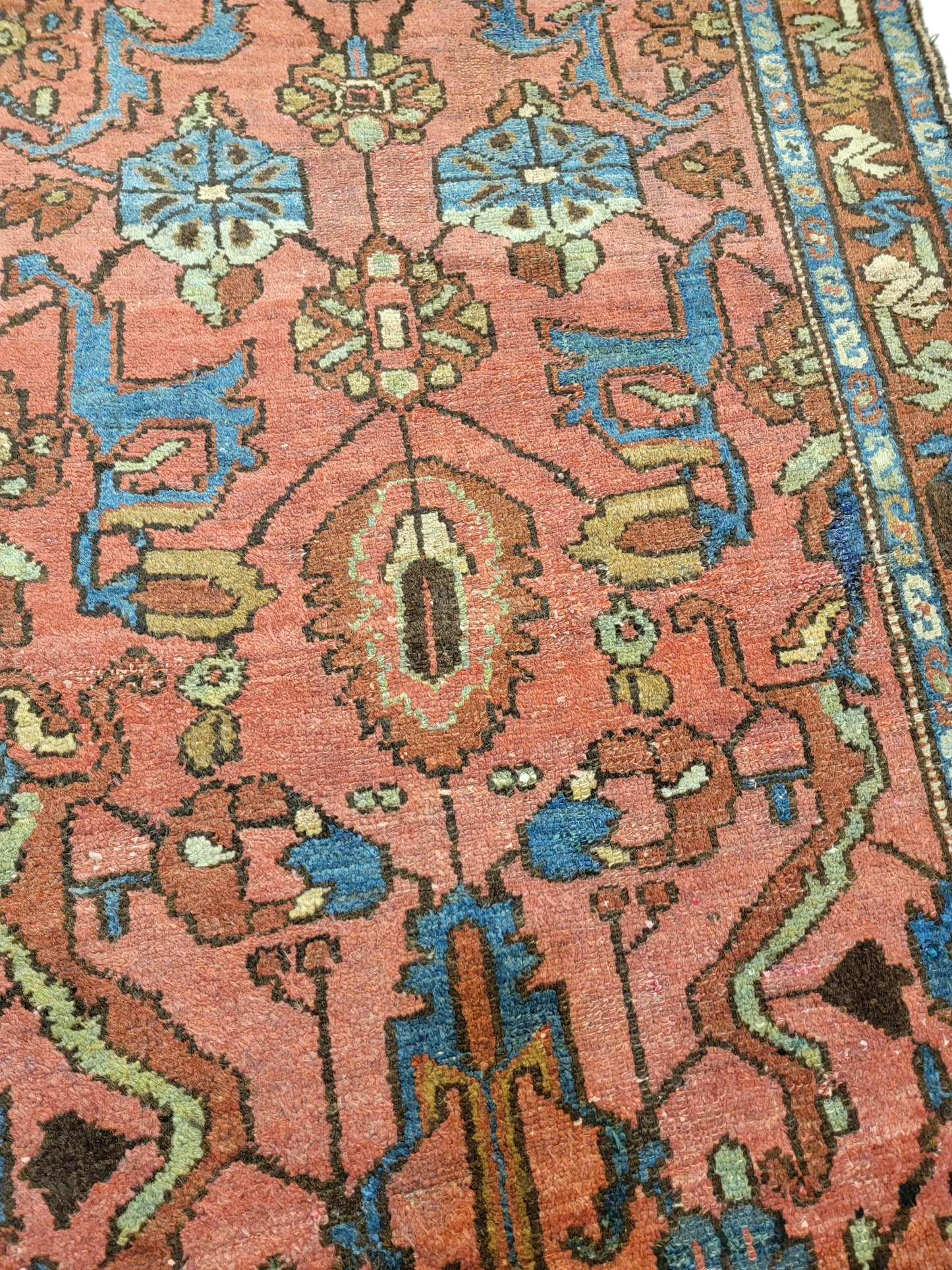 Antique Hand-Knotted Wool Runner Hamedan 3'2" x 9'7"