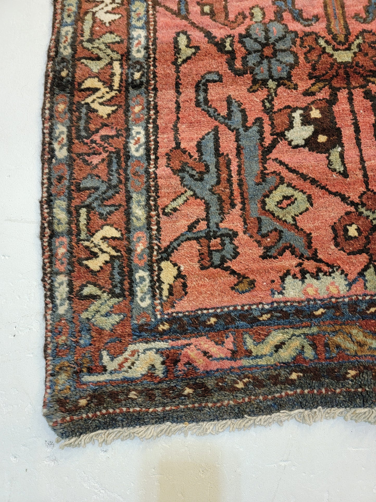 Antique Hand-Knotted Wool Runner Hamedan 3'2" x 9'7"