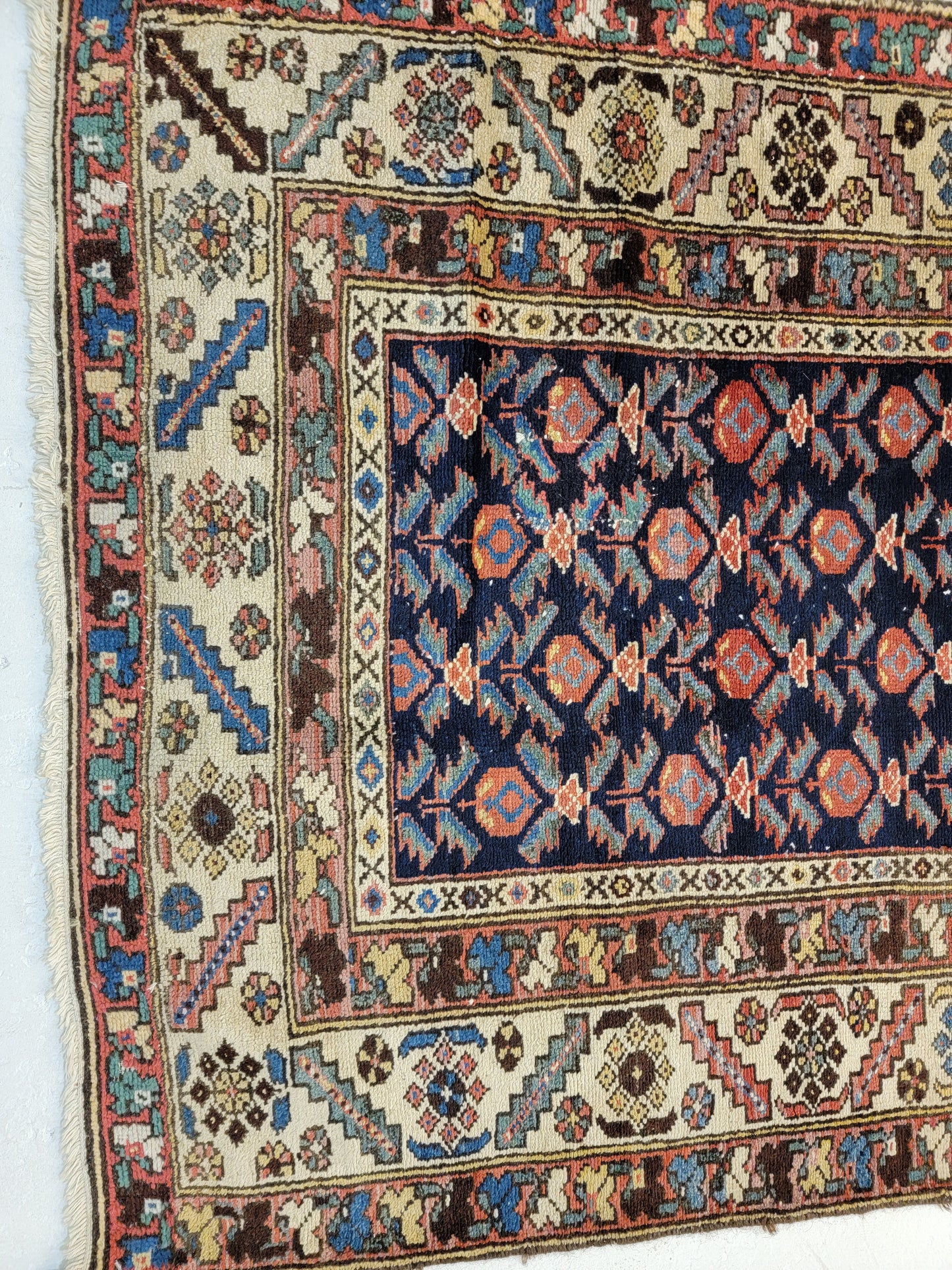 Antique Hand-Knotted Wool Runner Kurdish 3'3" x 11'6"