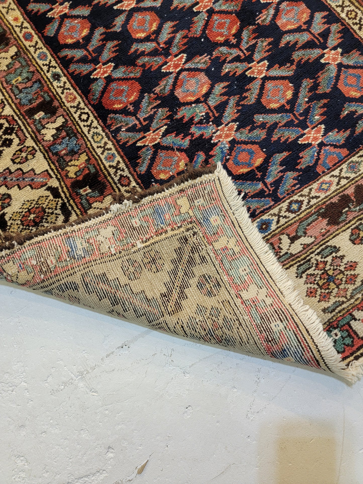 Antique Hand-Knotted Wool Runner Kurdish 3'3" x 11'6"