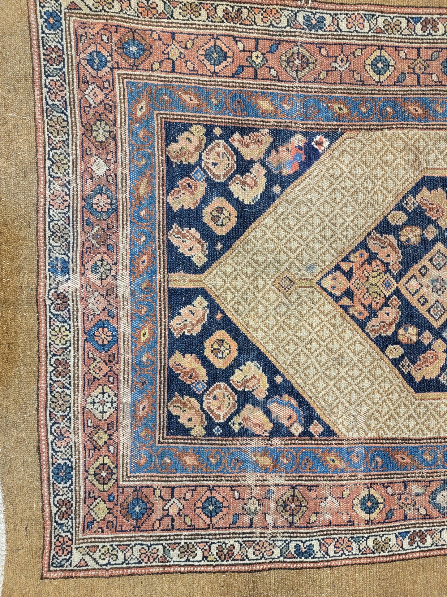 Antique Hand-Knotted Wool Runner Kurdish Sarab 4' x 9'8"