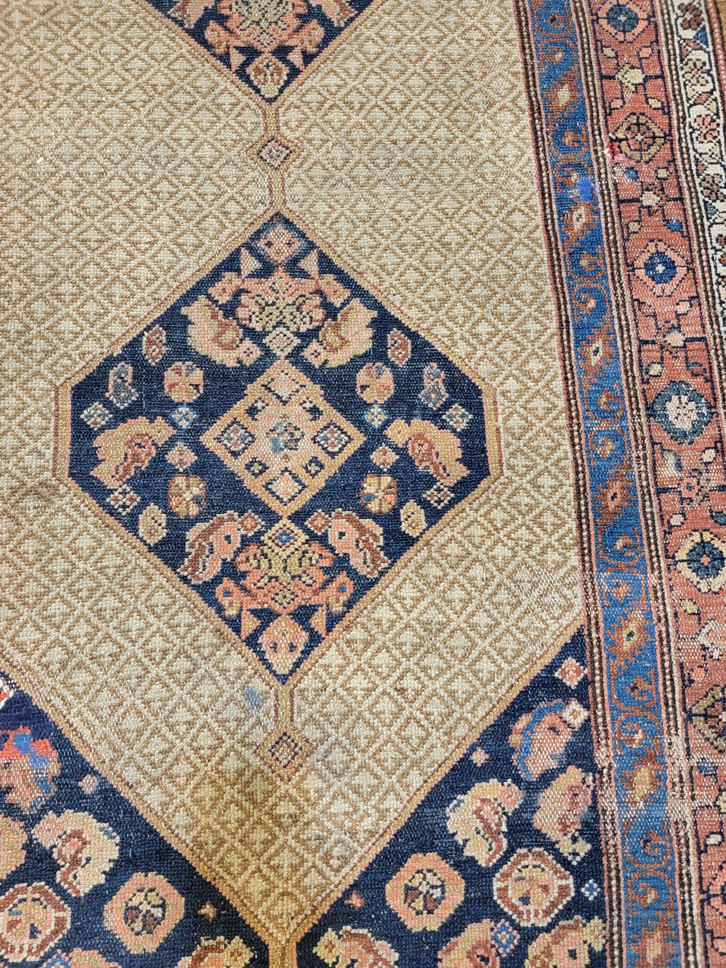 Antique Hand-Knotted Wool Runner Kurdish Sarab 4' x 9'8"