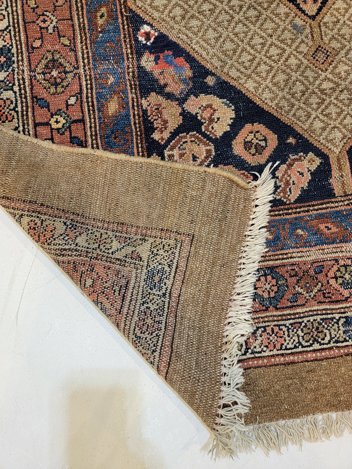 Antique Hand-Knotted Wool Runner Kurdish Sarab 4' x 9'8"