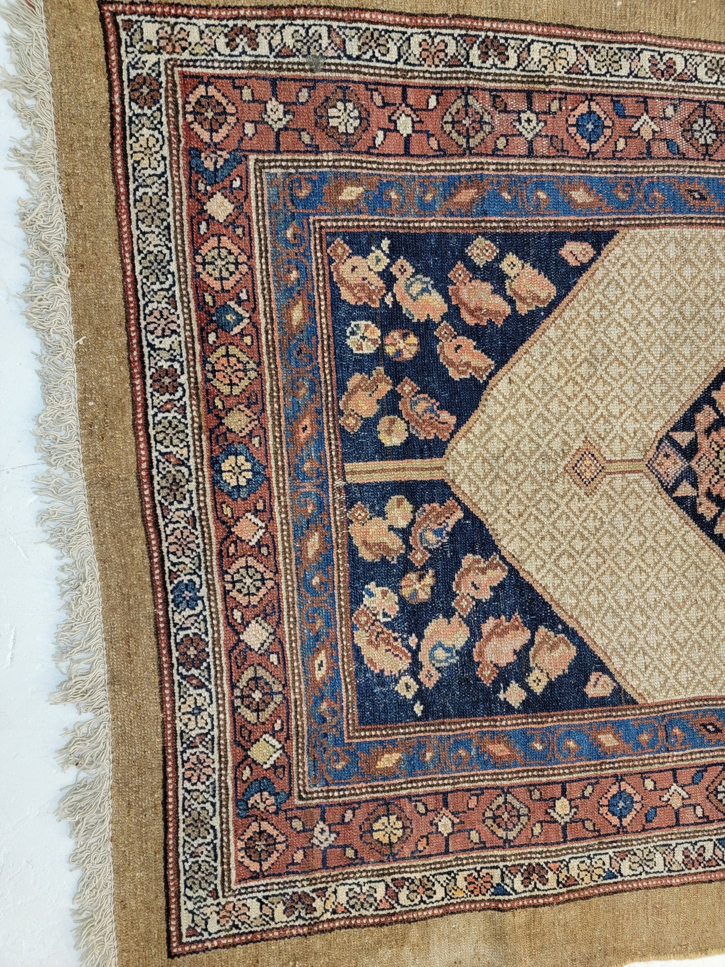 Antique Hand-Knotted Wool Runner Kurdish Sarab 4' x 9'8"