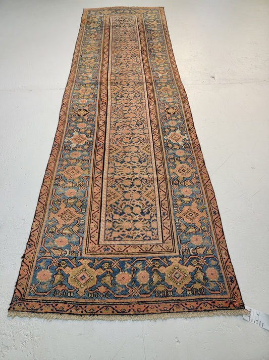 Antique Hand-Knotted Wool Runner Malayer 3'2" x 11'4"