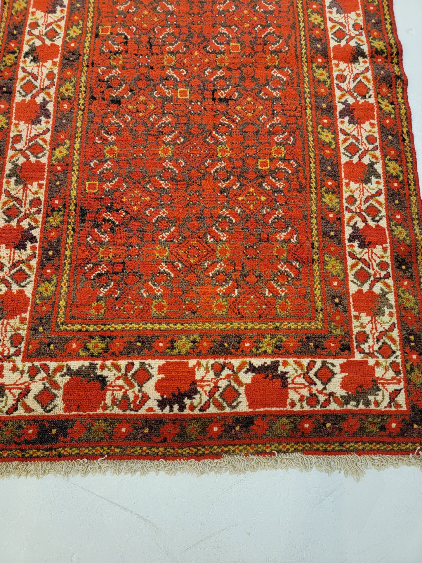 Antique Hand-Knotted Wool Runner Malayer 3' x 11'
