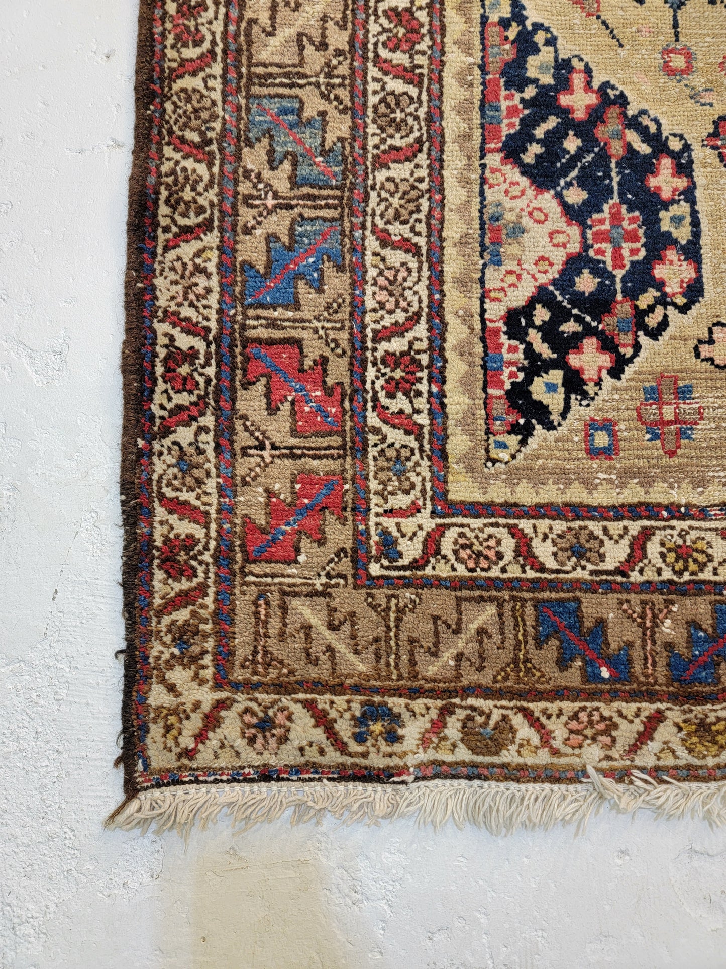 Antique Hand-Knotted Wool Runner Kurdish Serapi 3'6" x 12'