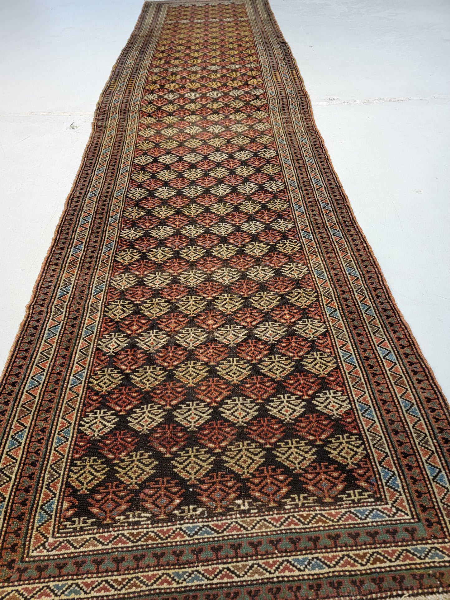 Antique Hand-Knotted Wool Runner Kurdish 2'11" x 11'5"