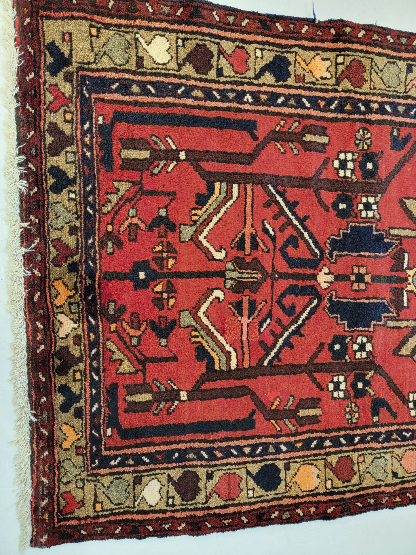 Antique Hand-Knotted Wool Runner Hamedan 3'1" x 10'1"