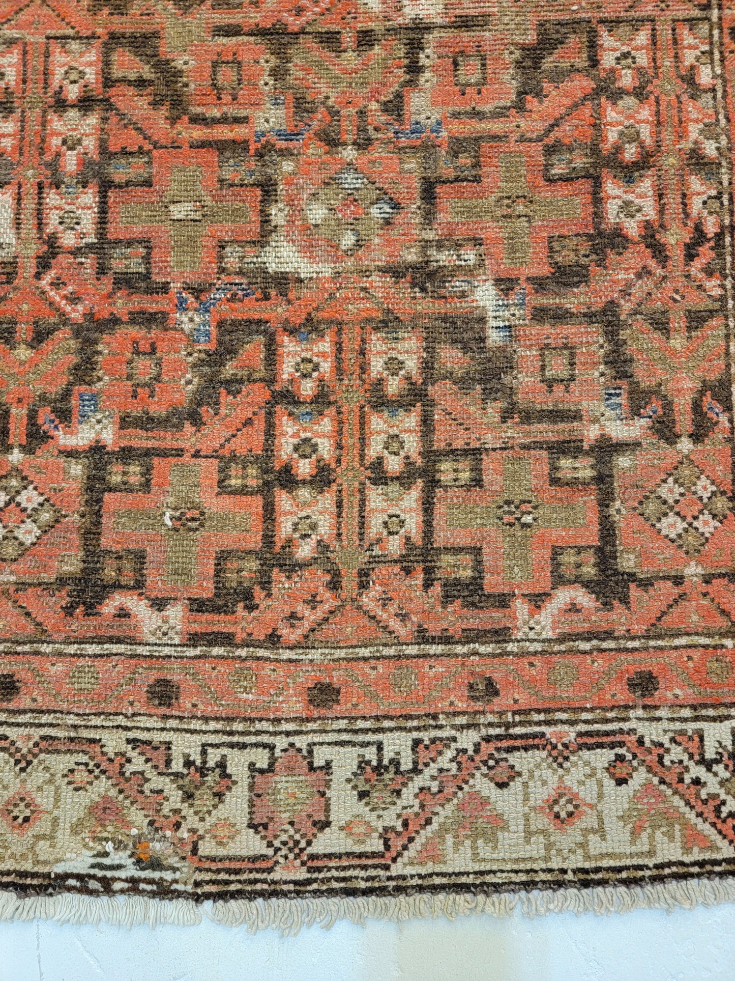 Antique Hand-Knotted Wool Runner Kurdish 3'2" x 12'10"