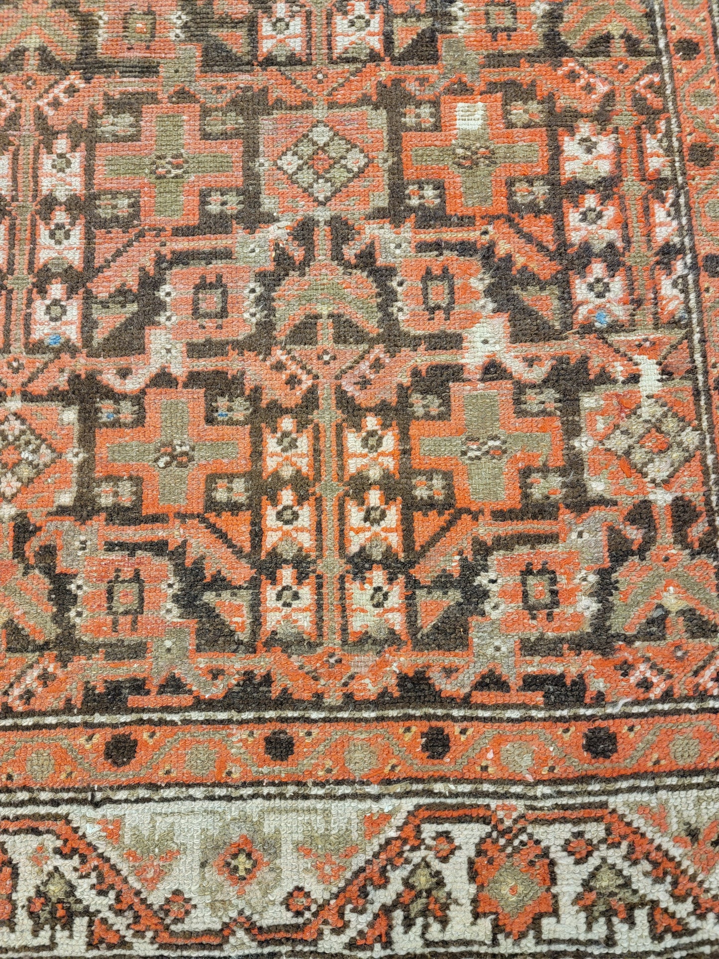 Antique Hand-Knotted Wool Runner Kurdish 3'2" x 12'10"