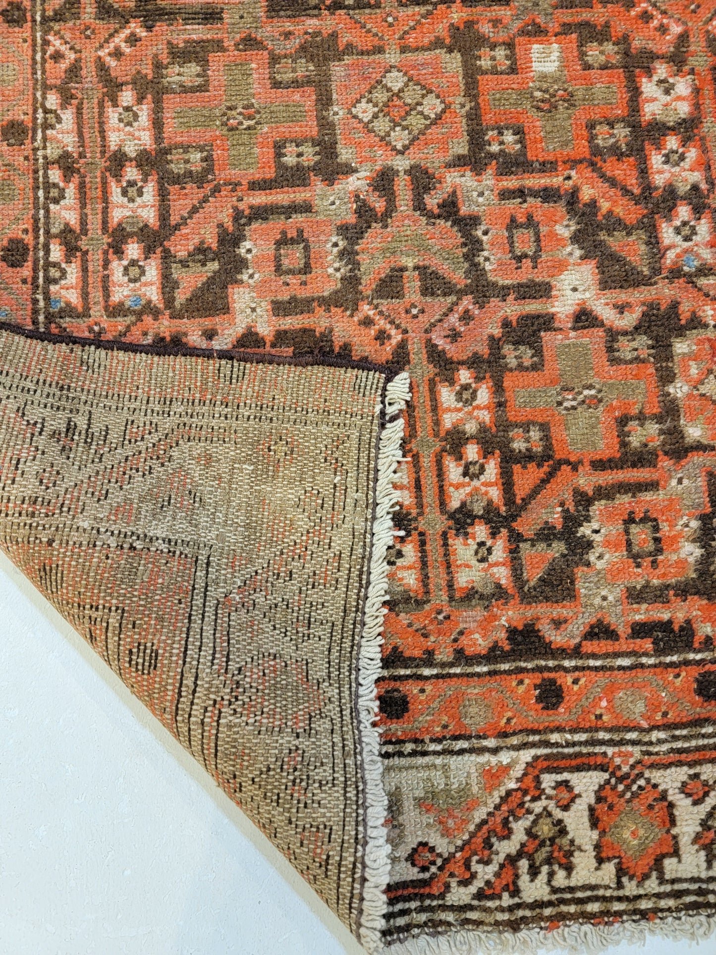 Antique Hand-Knotted Wool Runner Kurdish 3'2" x 12'10"