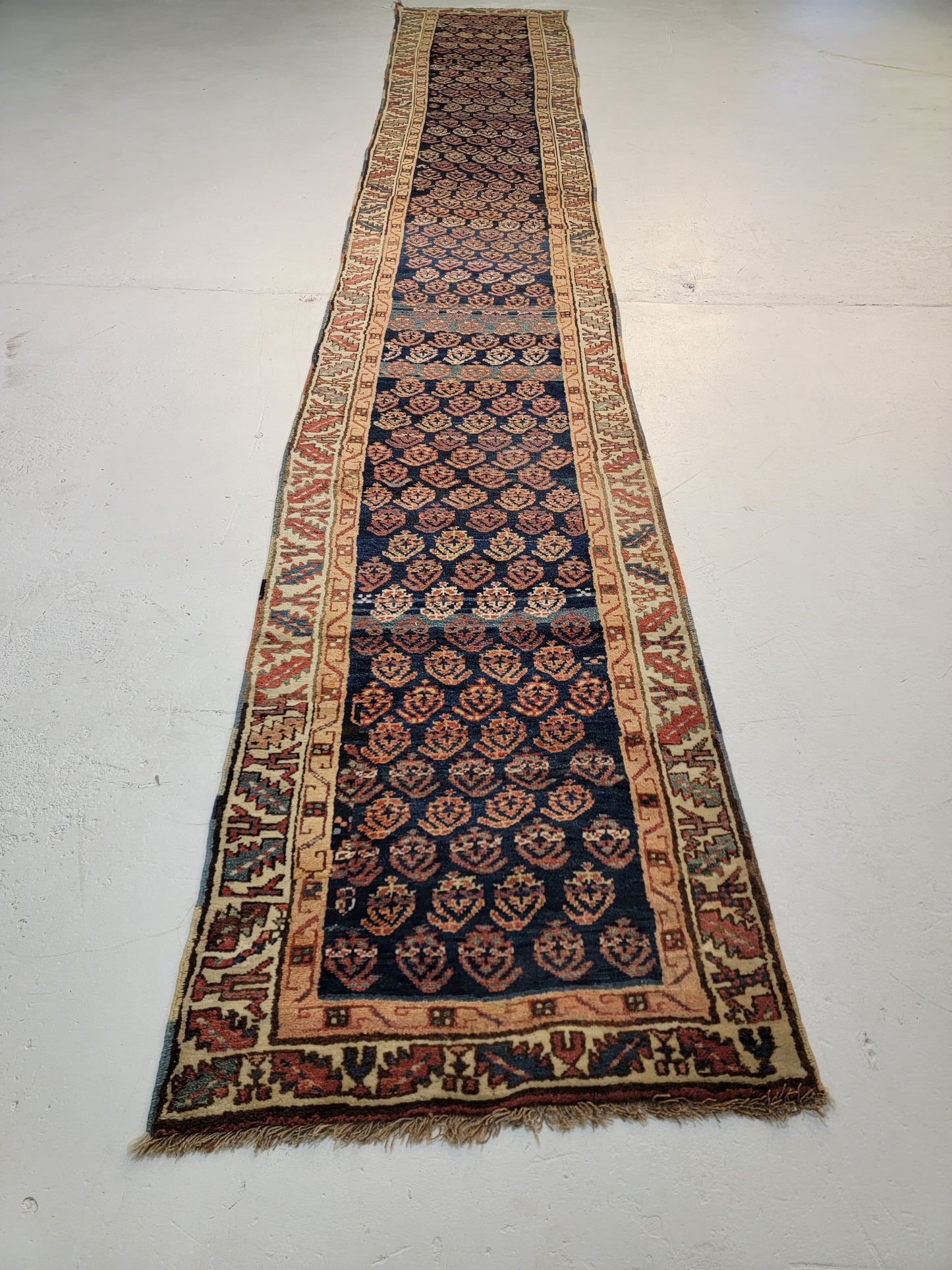 Hand-Knotted Wool Runner Caucasian 2'8" x 17'