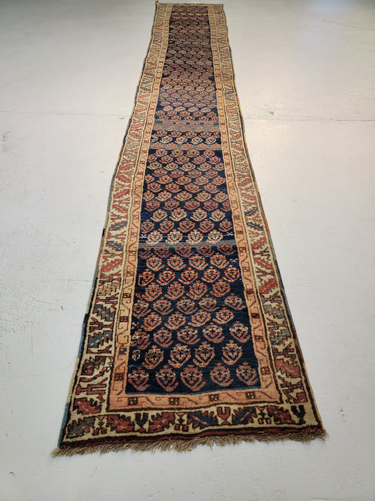 Hand-Knotted Wool Runner Caucasian 2'8" x 17'