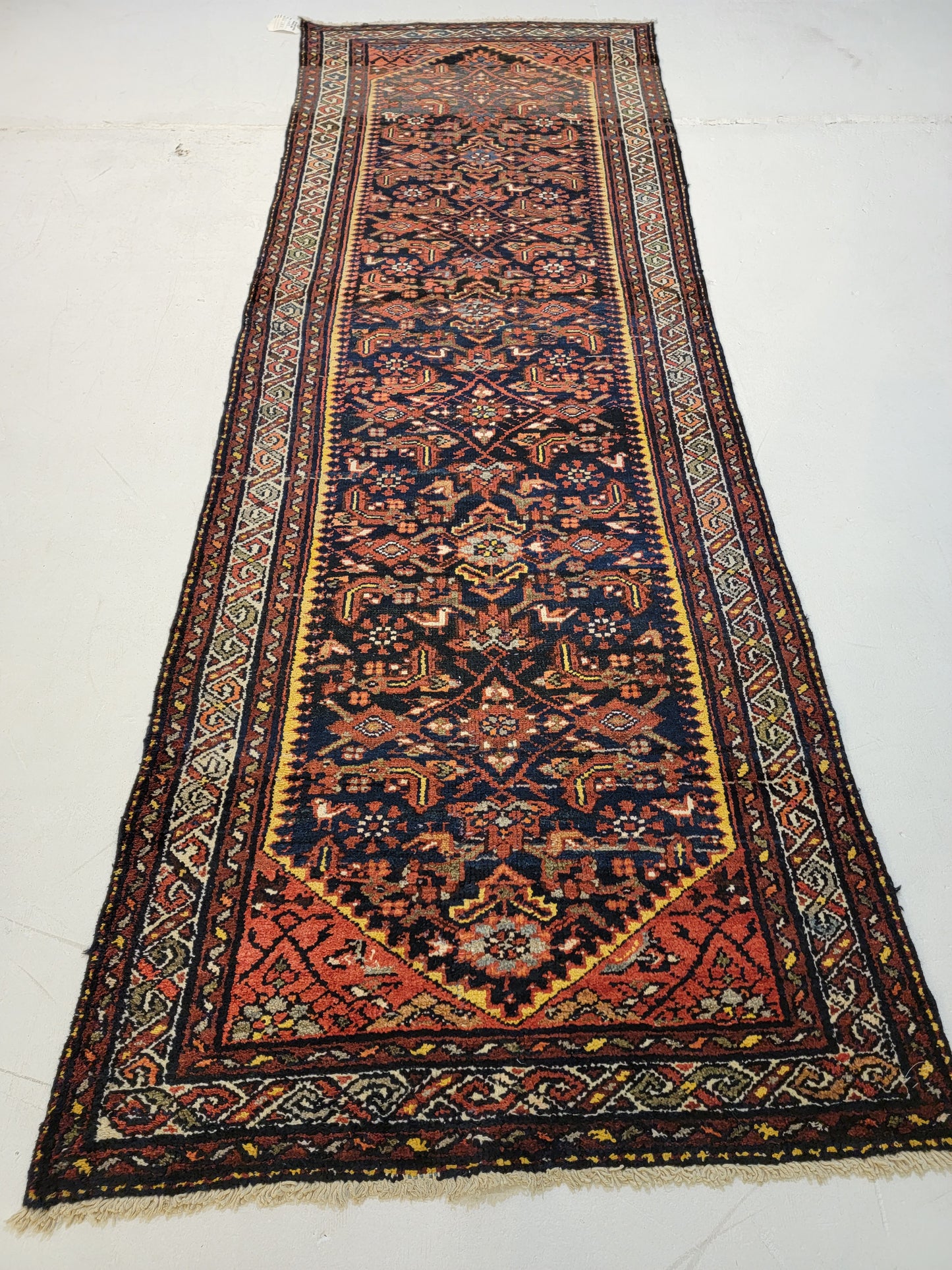 Antique Hand-Knotted Wool Runner Kurdish 3'2" x 9'5"