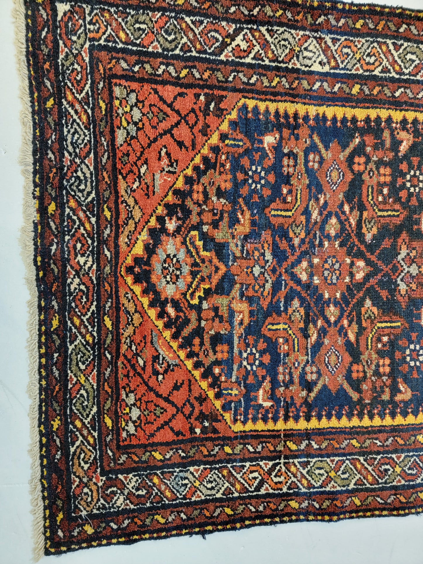 Antique Hand-Knotted Wool Runner Kurdish 3'2" x 9'5"
