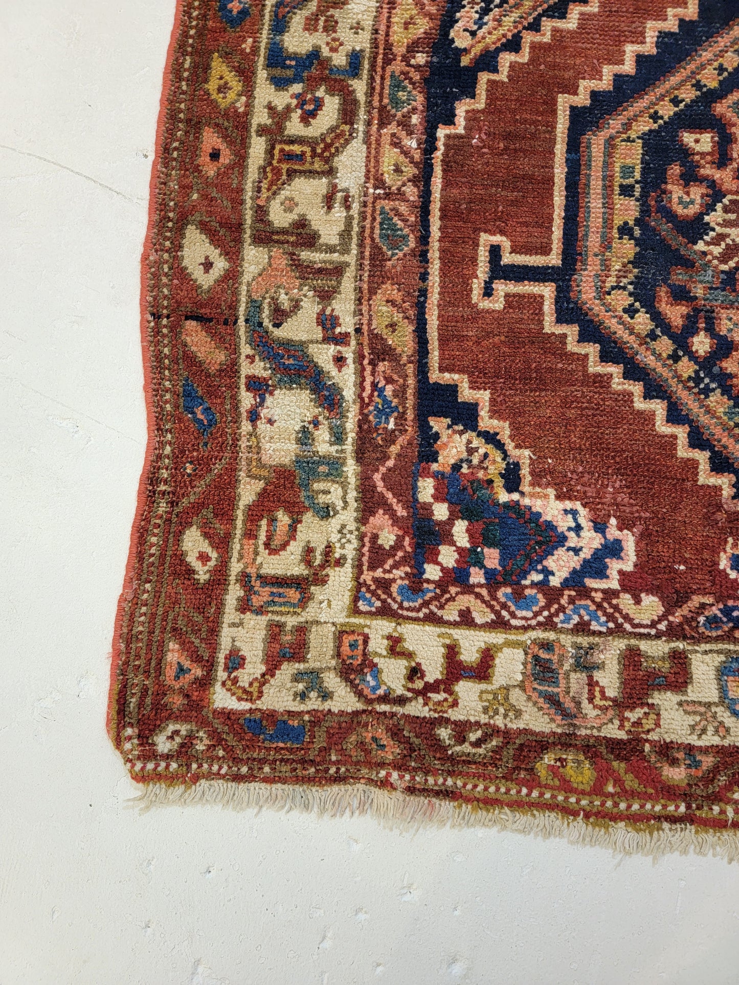Antique Hand-Knotted Wool Runner Kurdish 3'6" x 15'4"