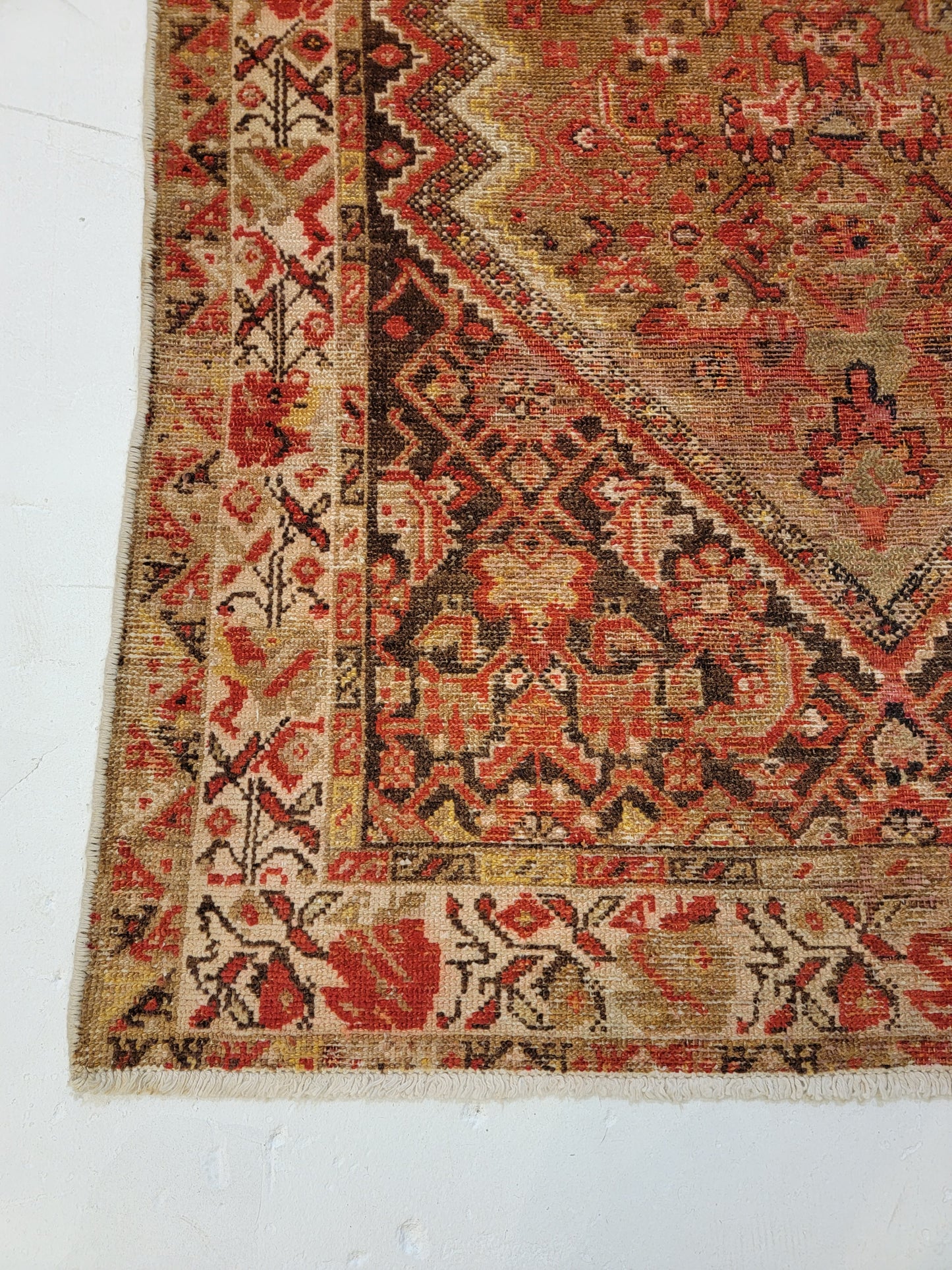 Antique Hand-Knotted Wool Runner Malayer 3' x 16'