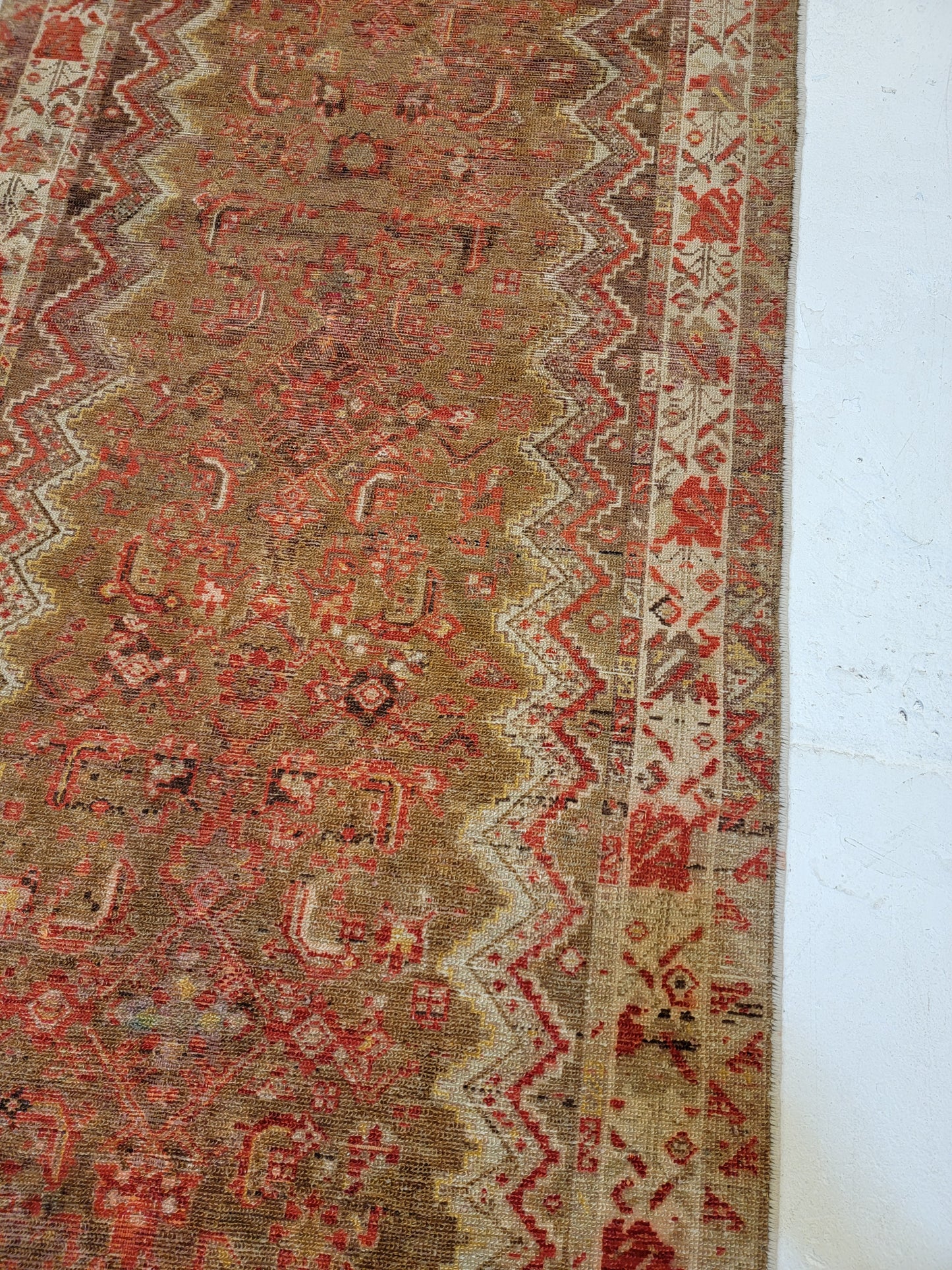 Antique Hand-Knotted Wool Runner Malayer 3' x 16'