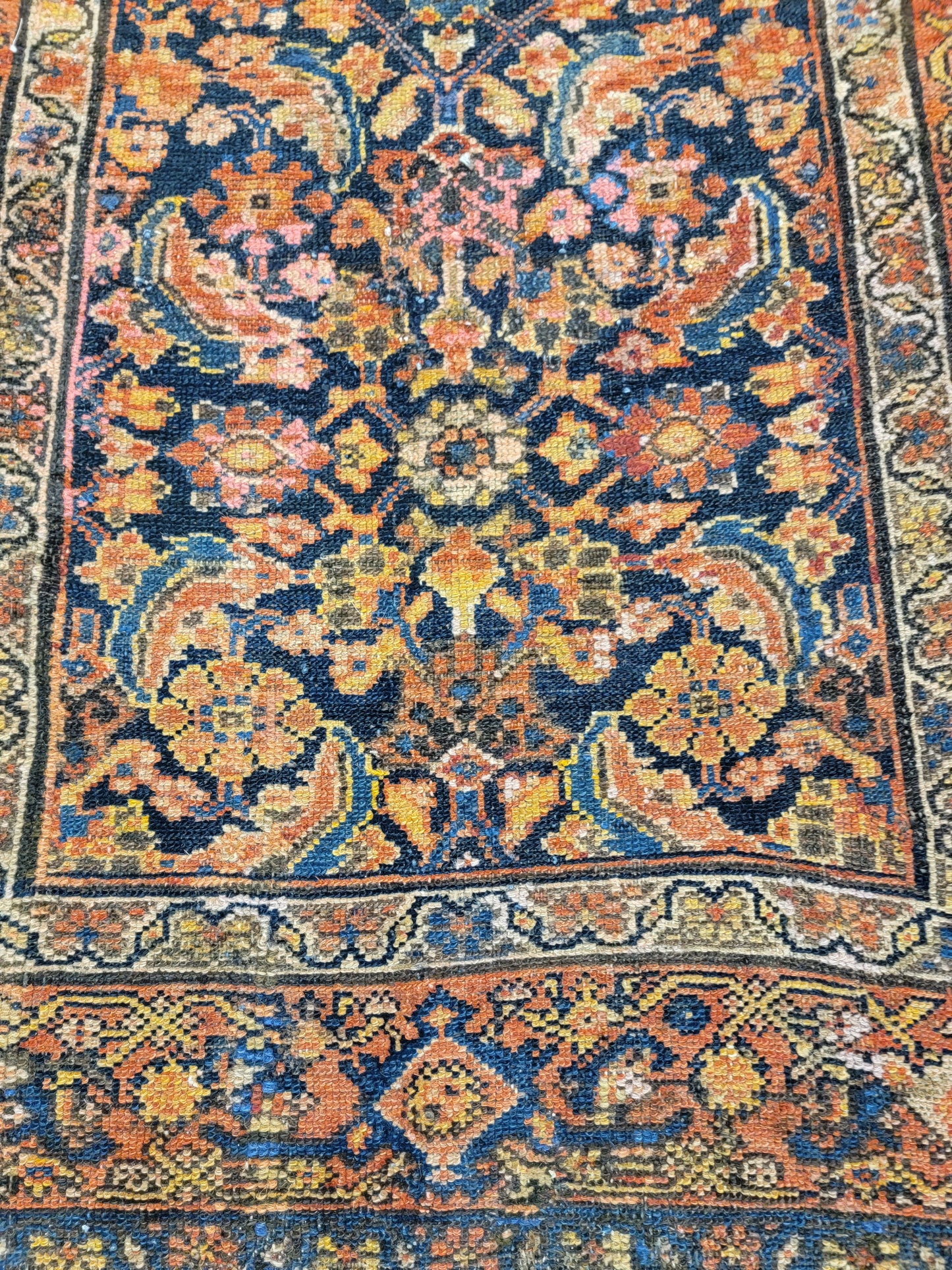 Antique Hand-Knotted Wool Runner Malayer 3'2" x 15'