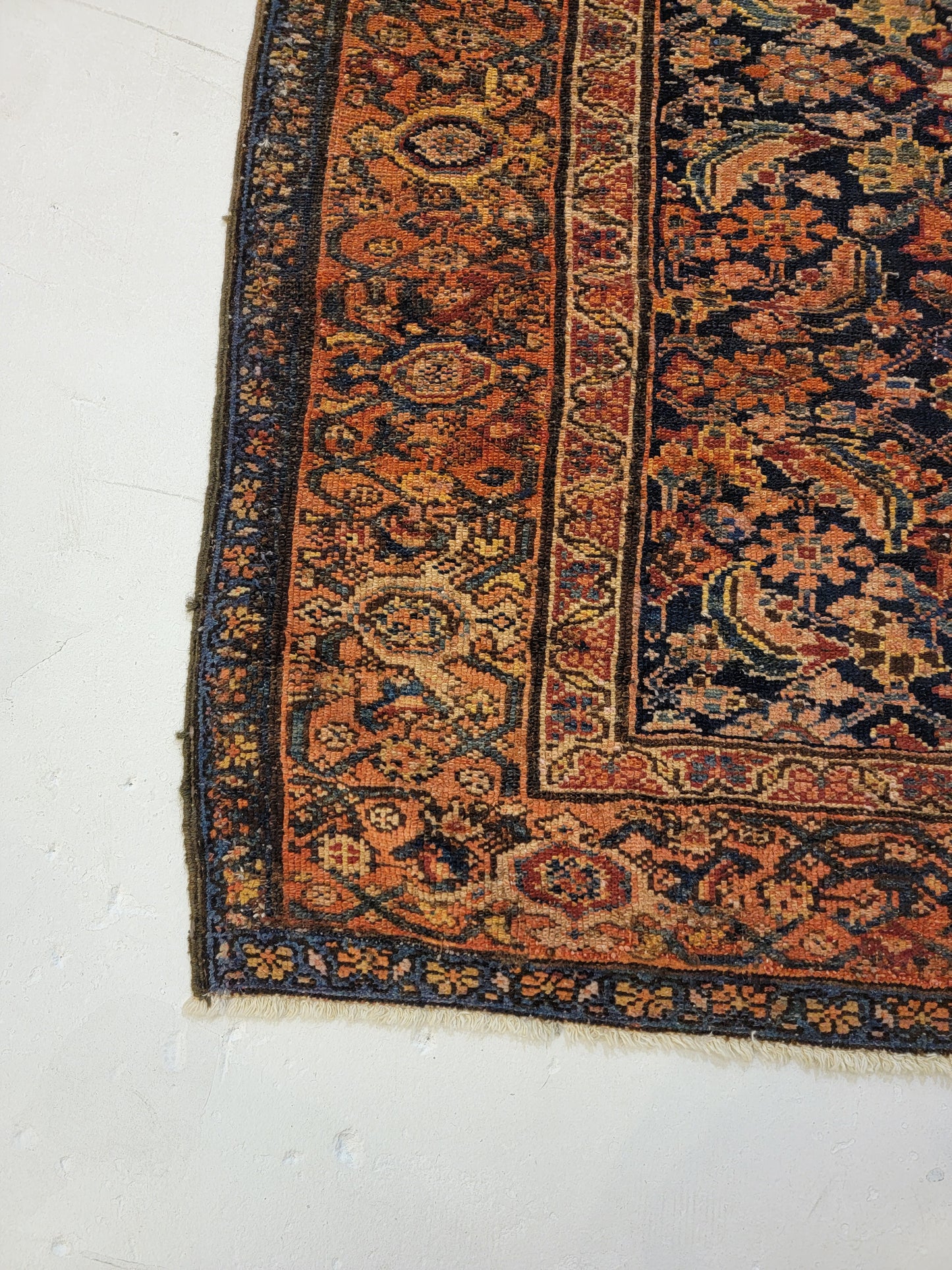 Antique Hand-Knotted Wool Runner Malayer 3'2" x 15'