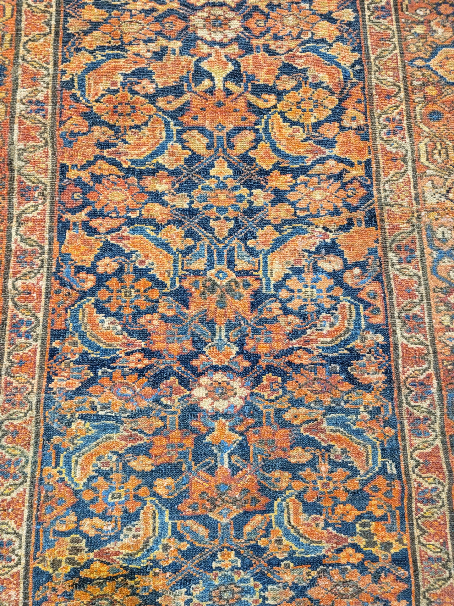 Antique Hand-Knotted Wool Runner Malayer 3'2" x 15'