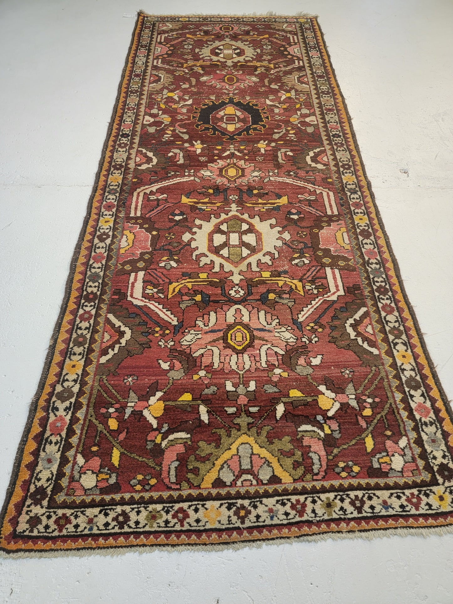 Antique Hand-Knotted Wool Runner North West 3'8" x 9'7"
