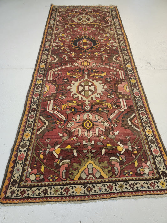 Antique Hand-Knotted Wool Runner North West 3'8" x 9'7"