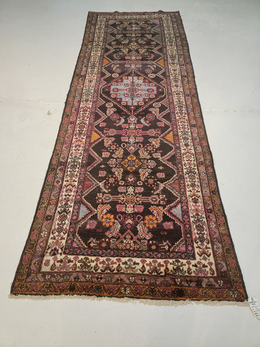 Antique Hand-Knotted Wool Runner Kurdish 3'6" x 9'11"