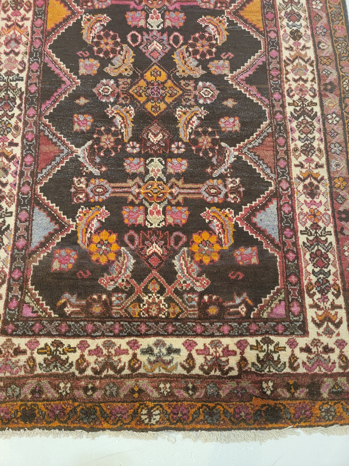 Antique Hand-Knotted Wool Runner Kurdish 3'6" x 9'11"