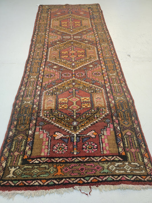 Antique Hand-Knotted Wool Runner Meshkin 3'5" x 9'1"
