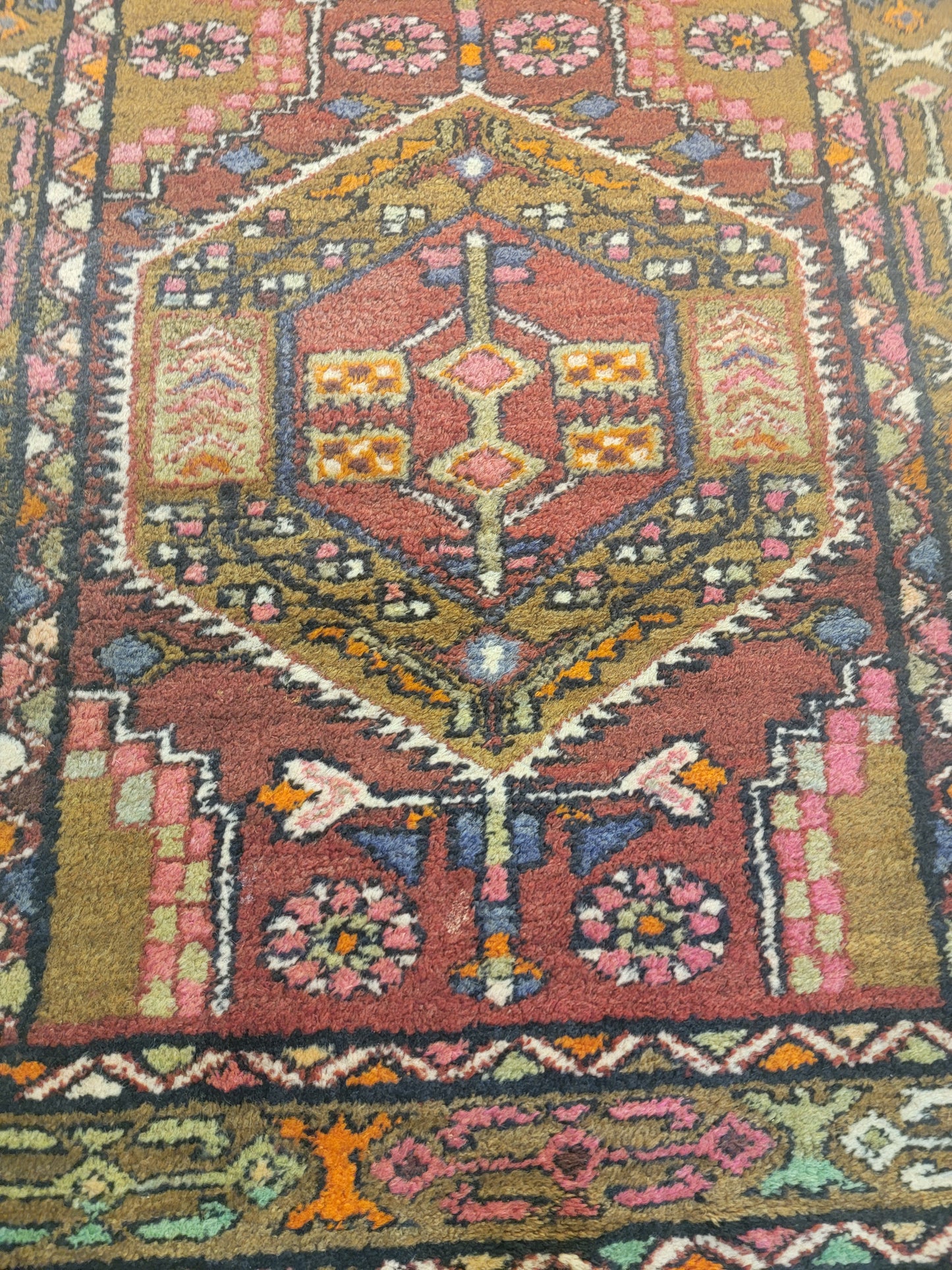 Antique Hand-Knotted Wool Runner Meshkin 3'5" x 9'1"