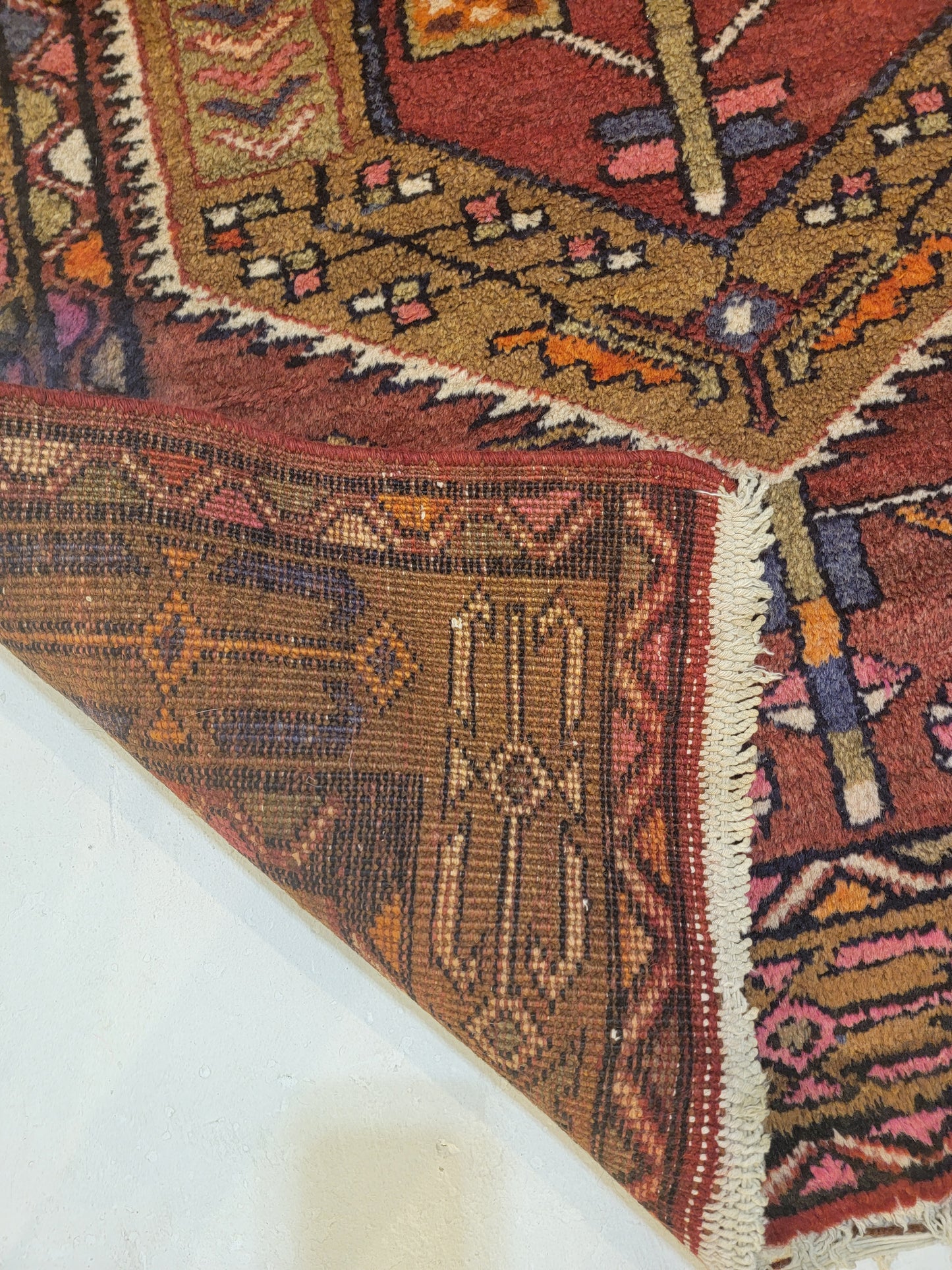 Antique Hand-Knotted Wool Runner Meshkin 3'5" x 9'1"