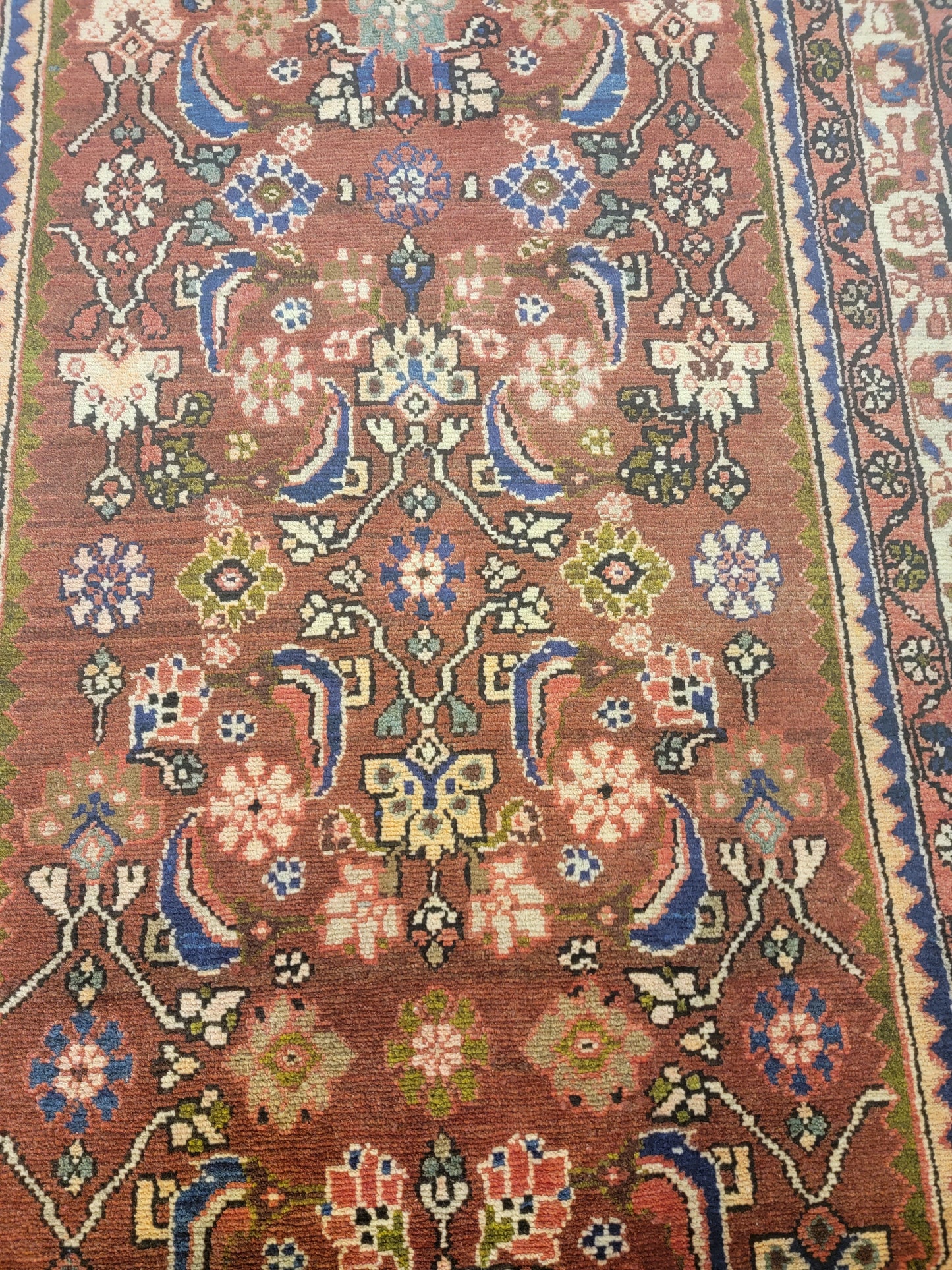 Antique Hand-Knotted Wool Runner Kurdish 3'5" x 9'