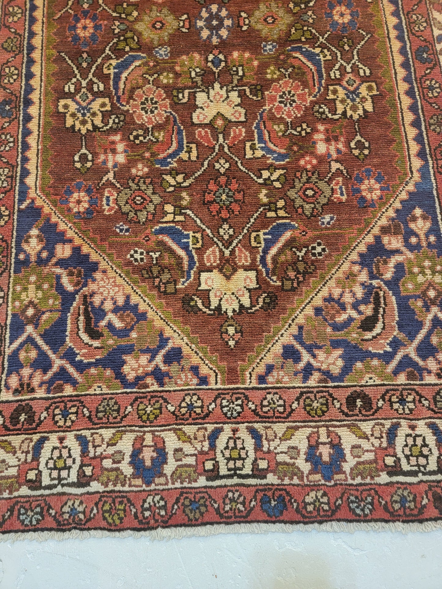 Antique Hand-Knotted Wool Runner Kurdish 3'5" x 9'