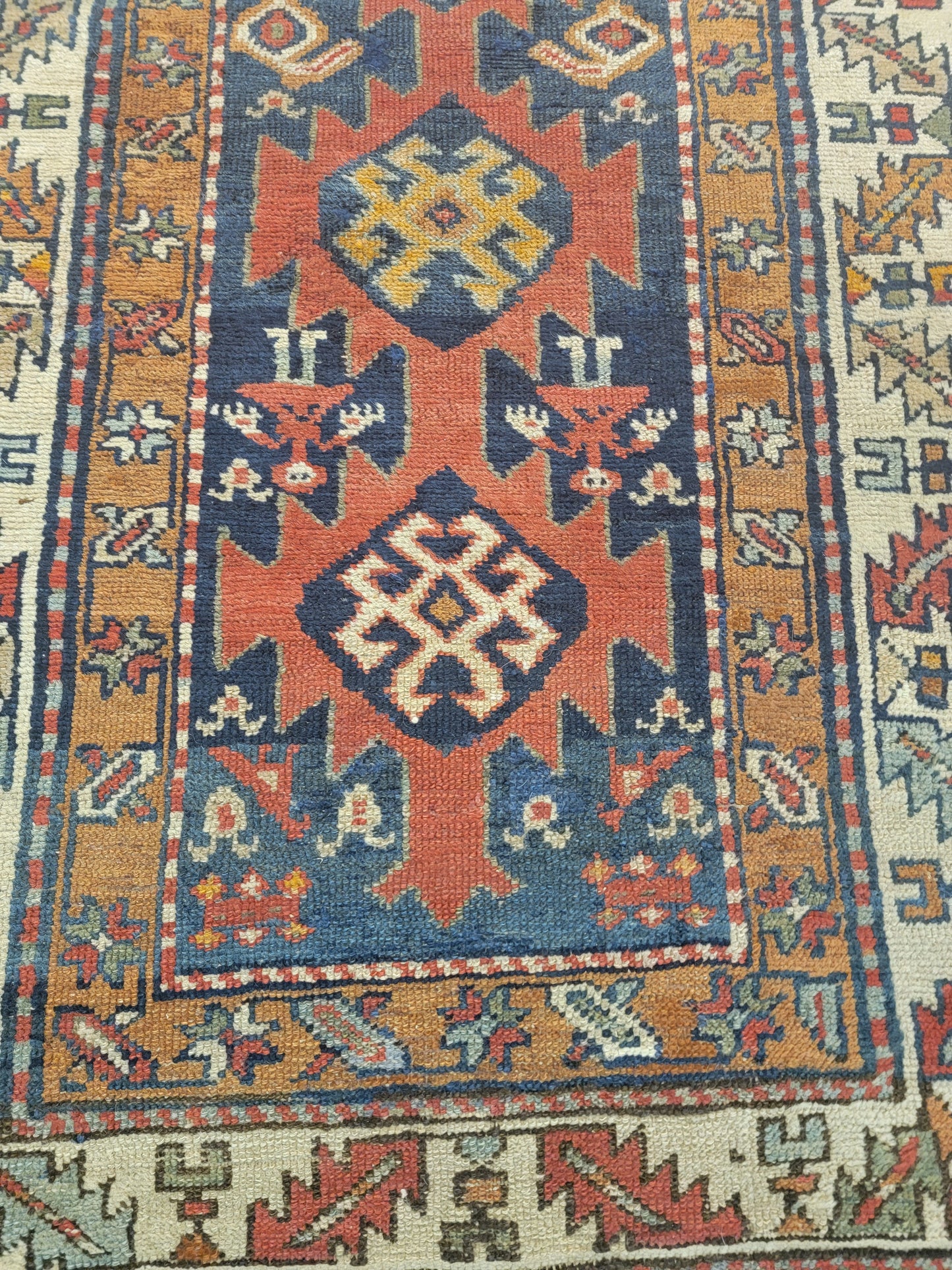 Antique Hand-Knotted Wool Runner Malayer Collectible 3' x 13'