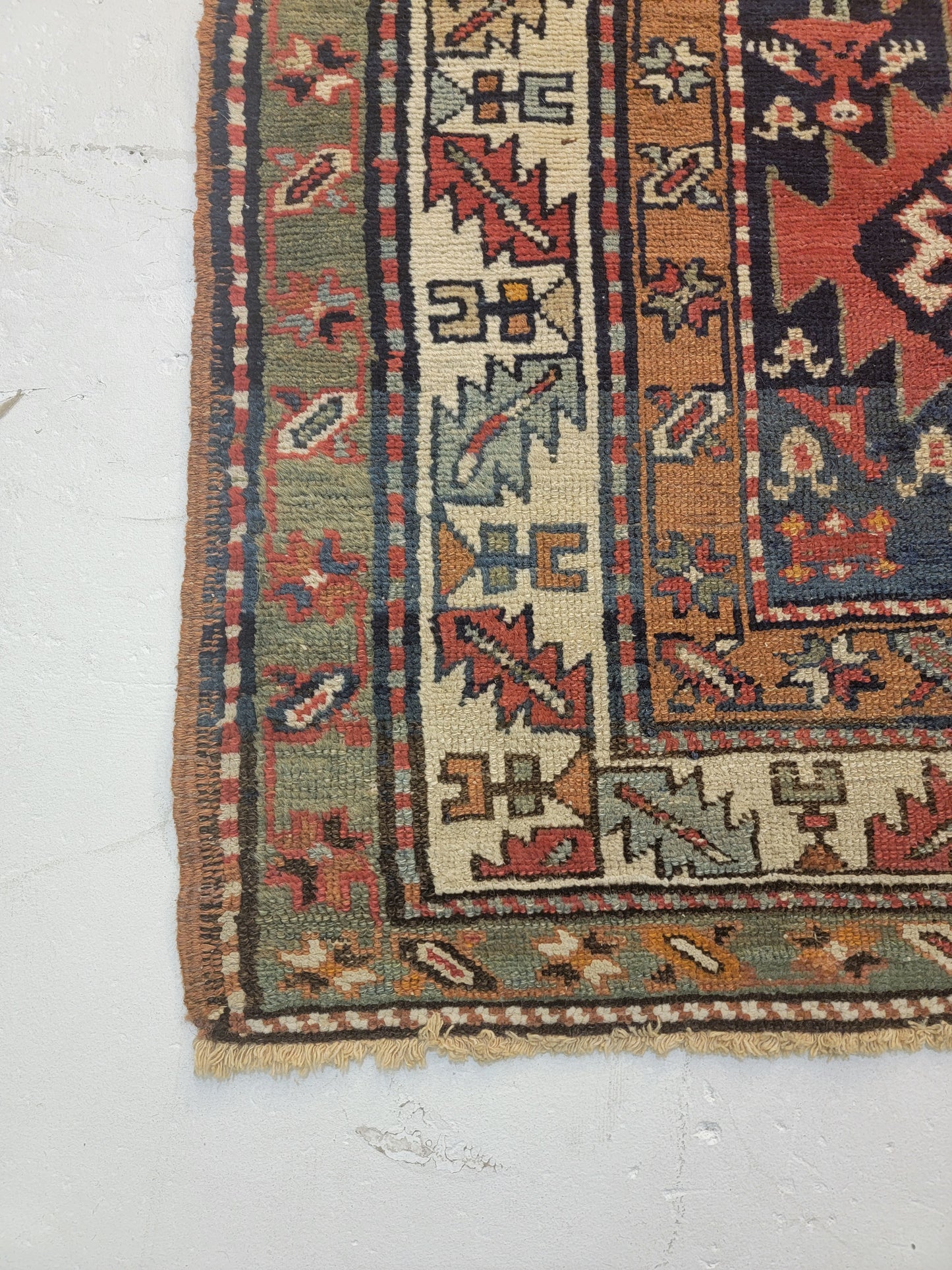 Antique Hand-Knotted Wool Runner Malayer Collectible 3' x 13'
