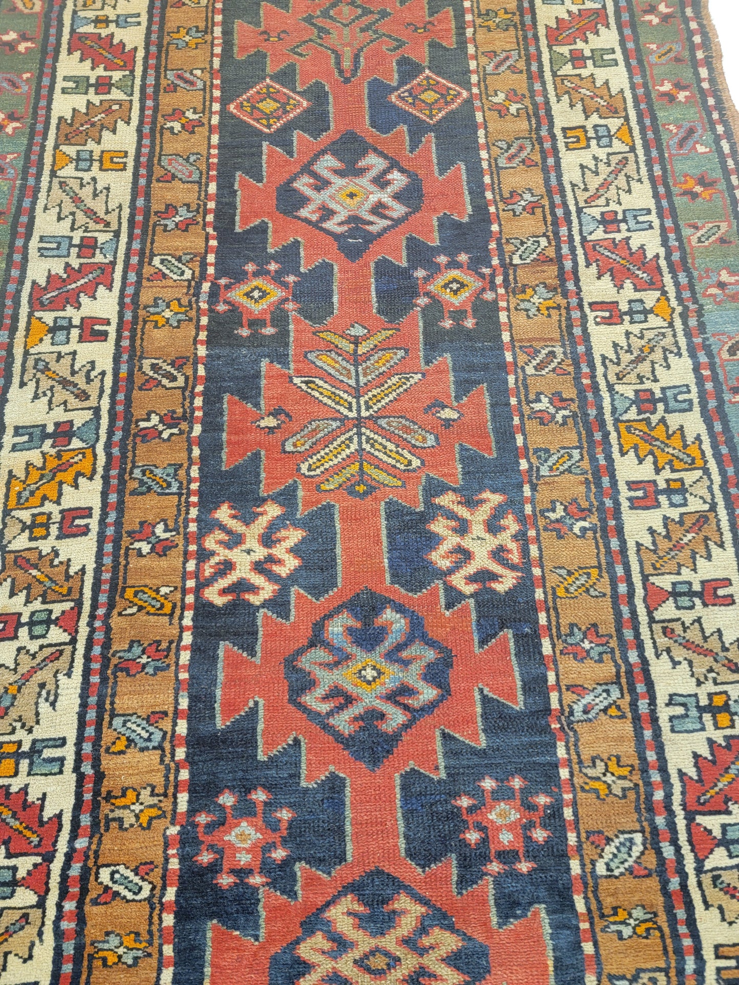 Antique Hand-Knotted Wool Runner Malayer Collectible 3' x 13'