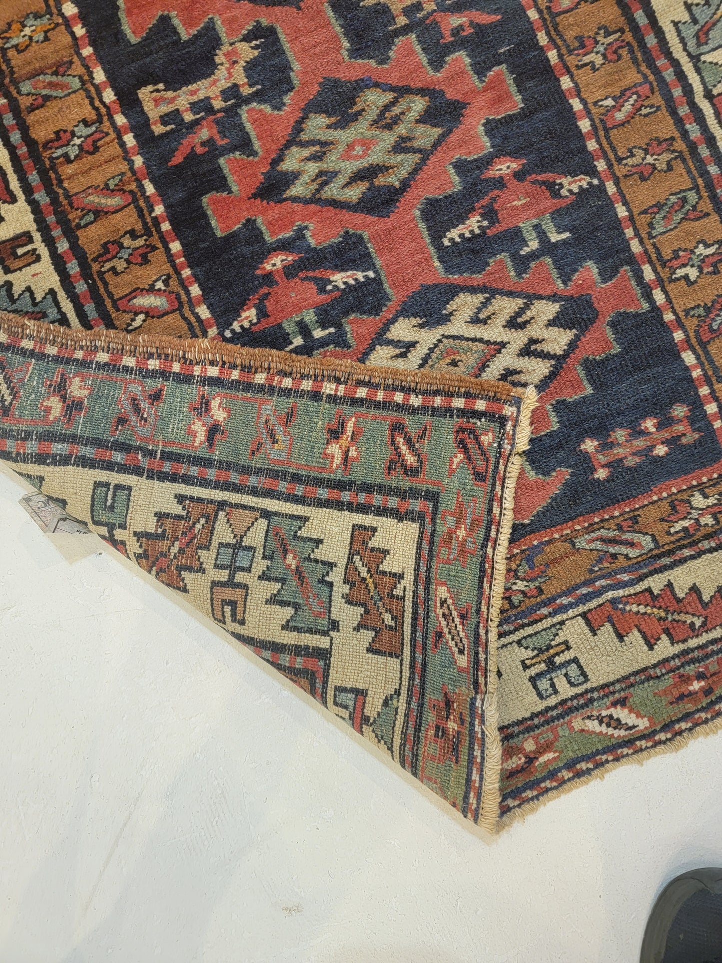 Antique Hand-Knotted Wool Runner Malayer Collectible 3' x 13'
