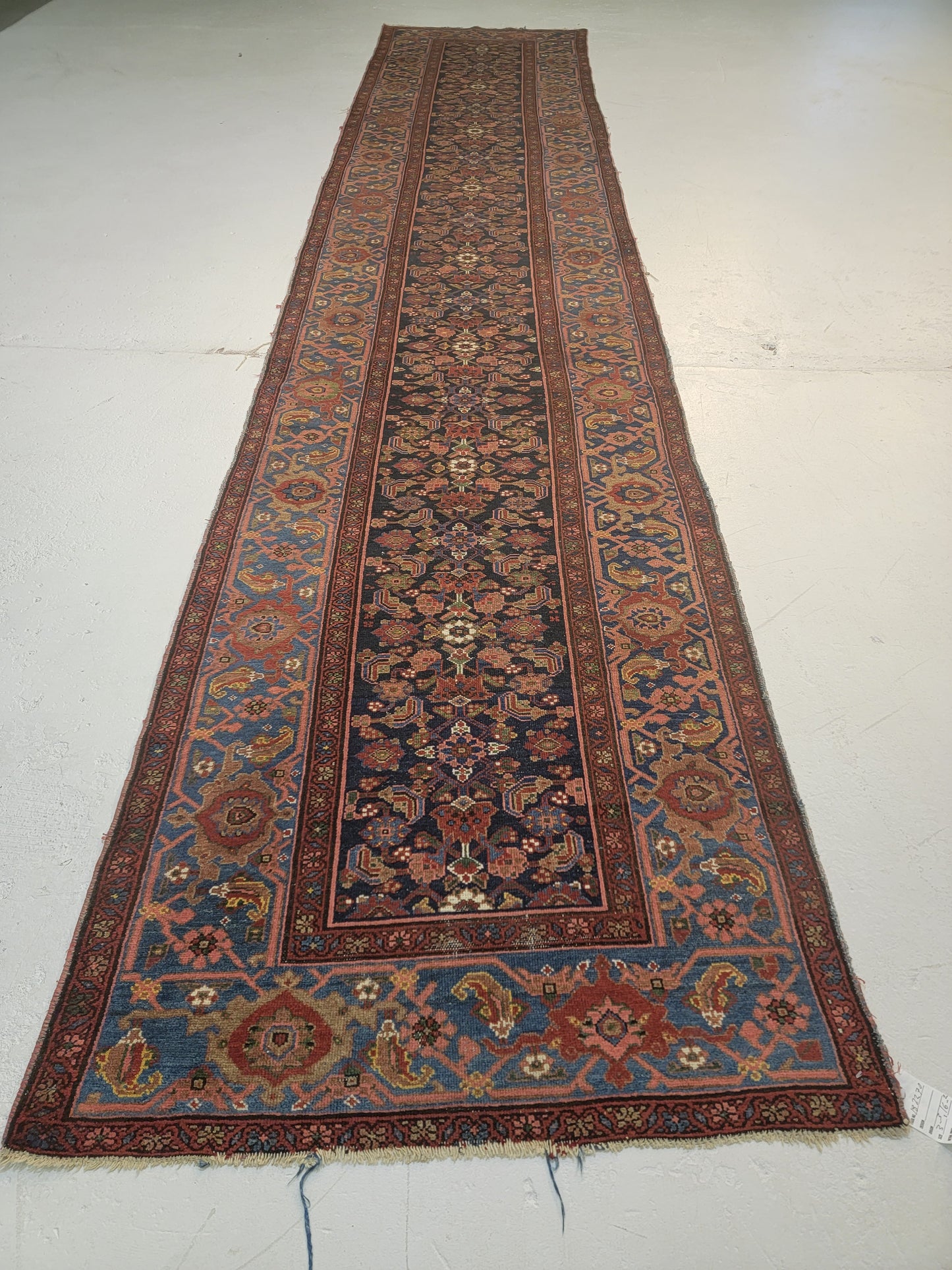 Antique Hand-Knotted Wool Runner Malayer Rare 3'3" x 16'2"