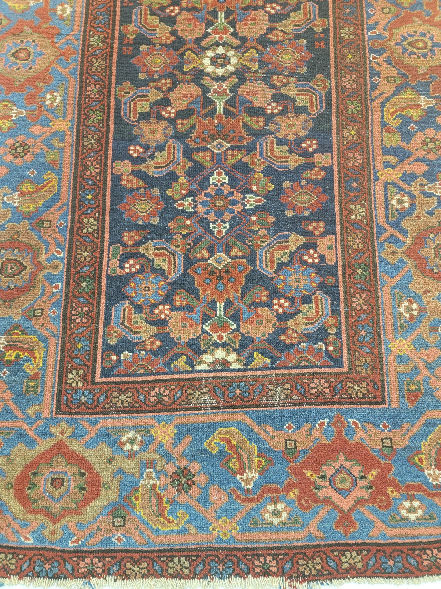 Antique Hand-Knotted Wool Runner Malayer Rare 3'3" x 16'2"