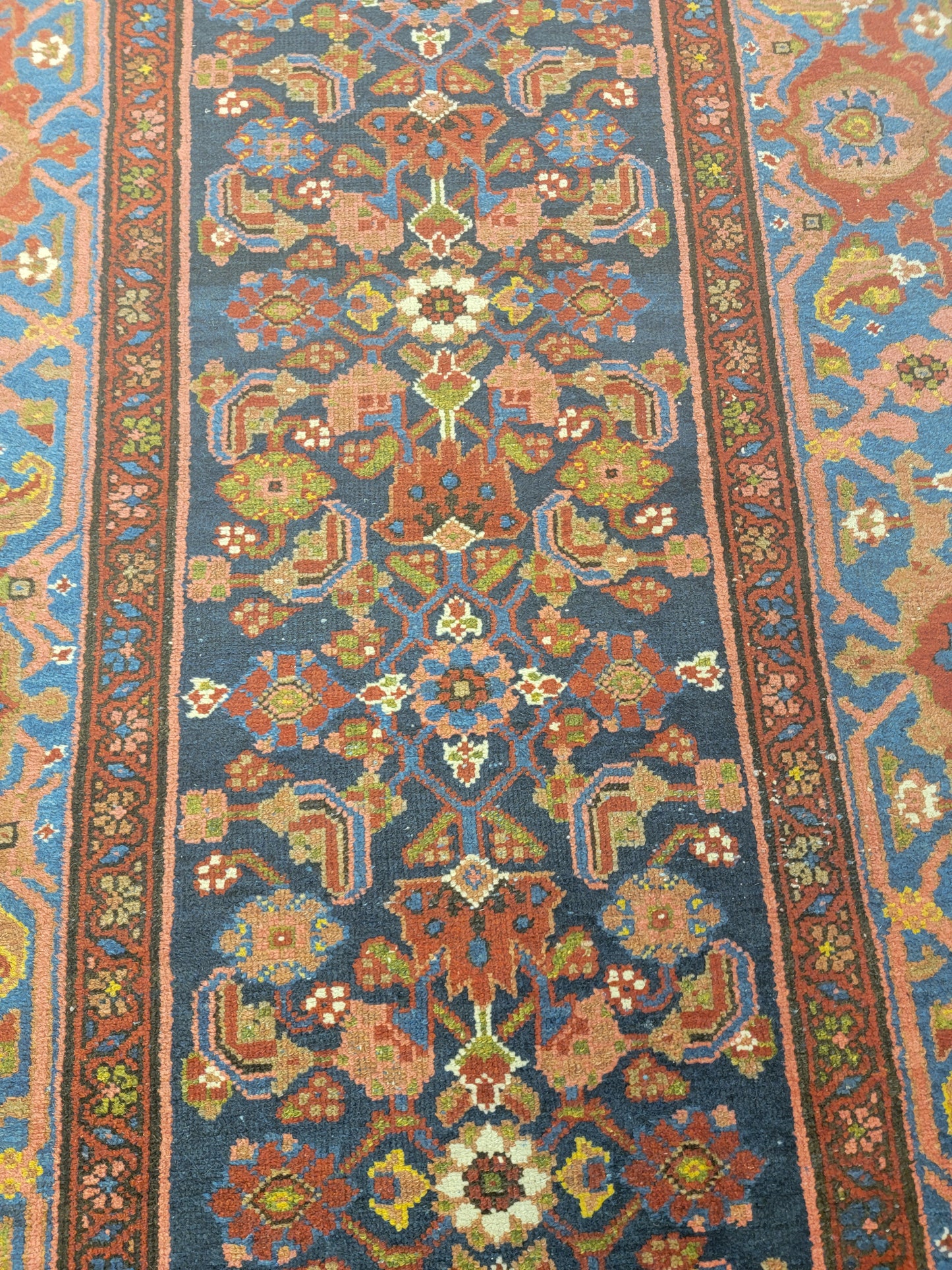 Antique Hand-Knotted Wool Runner Malayer Rare 3'3" x 16'2"