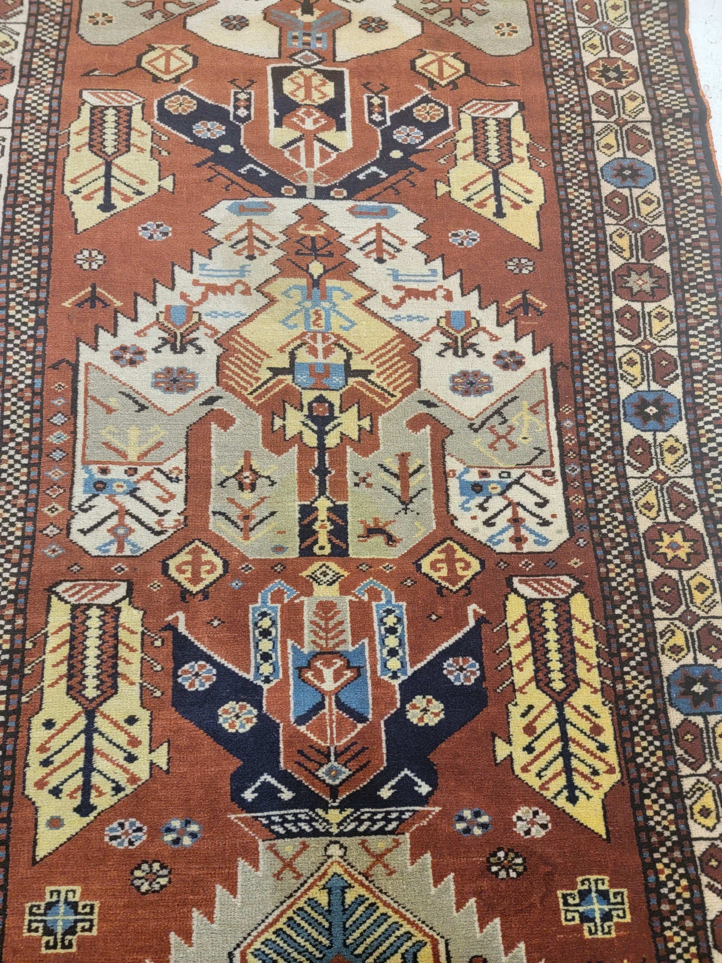 Hand-Knotted Wool Runner Pakistani 3'1" x 16'