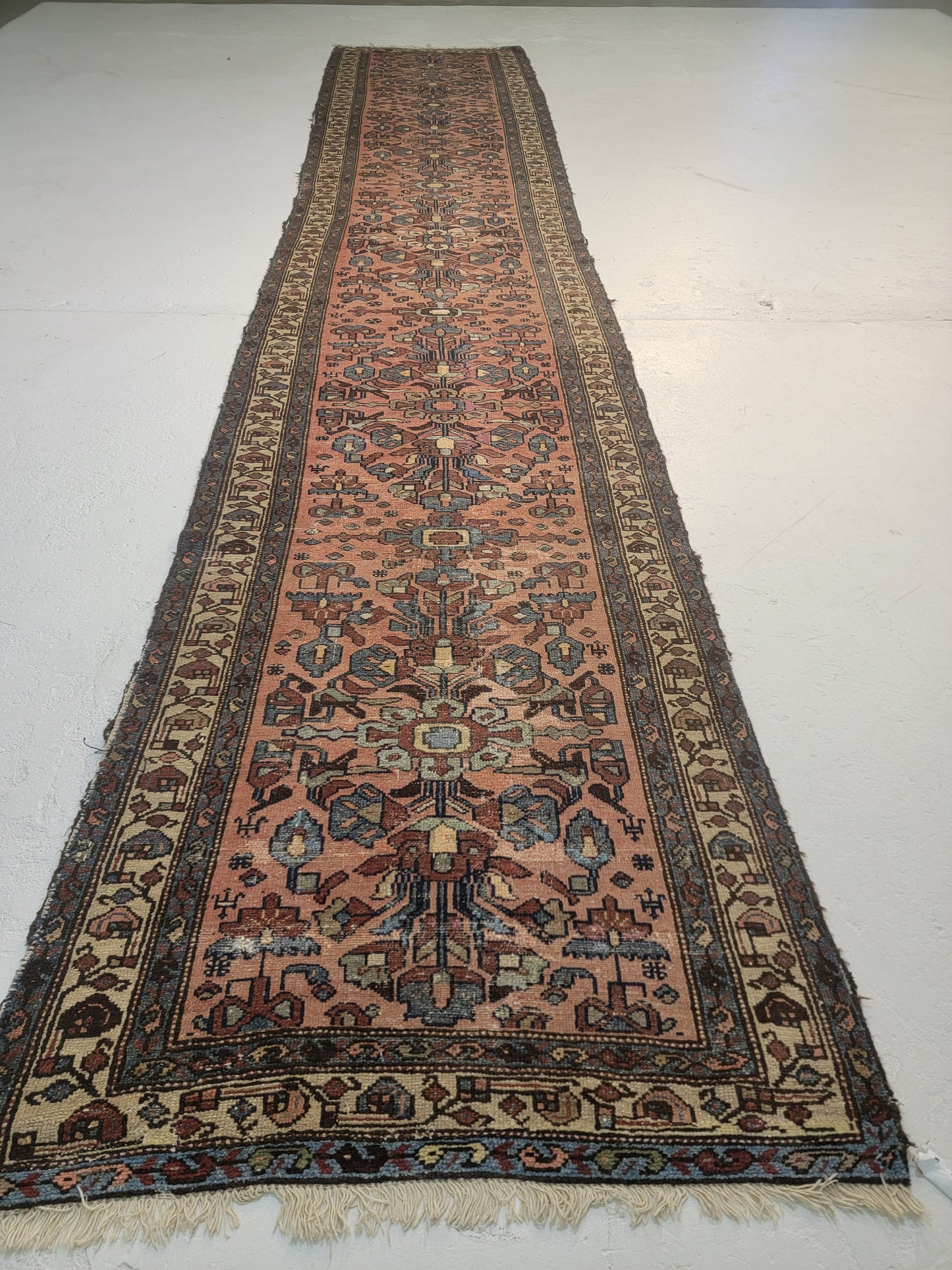 Antique Hand-Knotted Wool Runner Malayer 2'10" x 16'3"