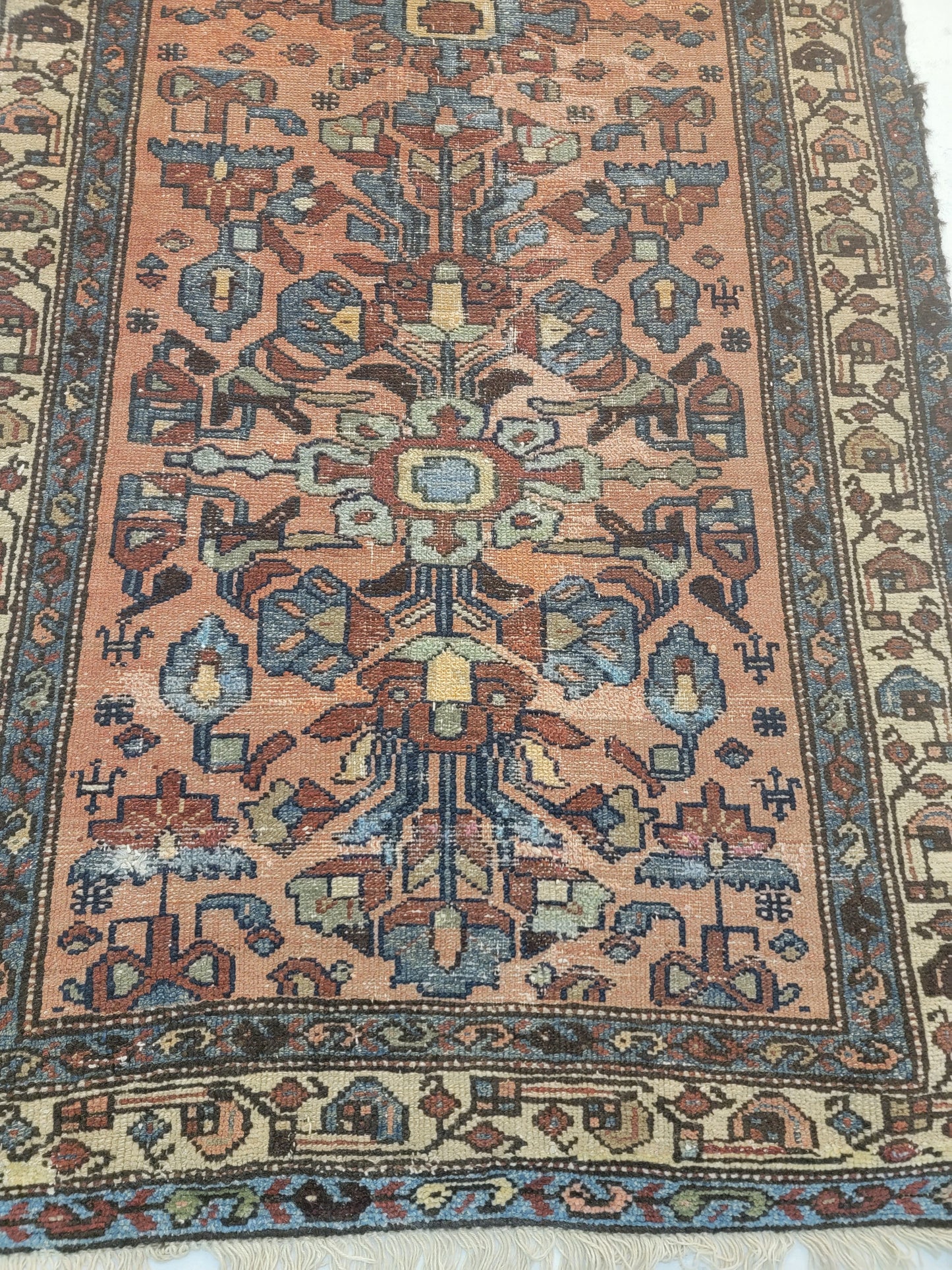 Antique Hand-Knotted Wool Runner Malayer 2'10" x 16'3"