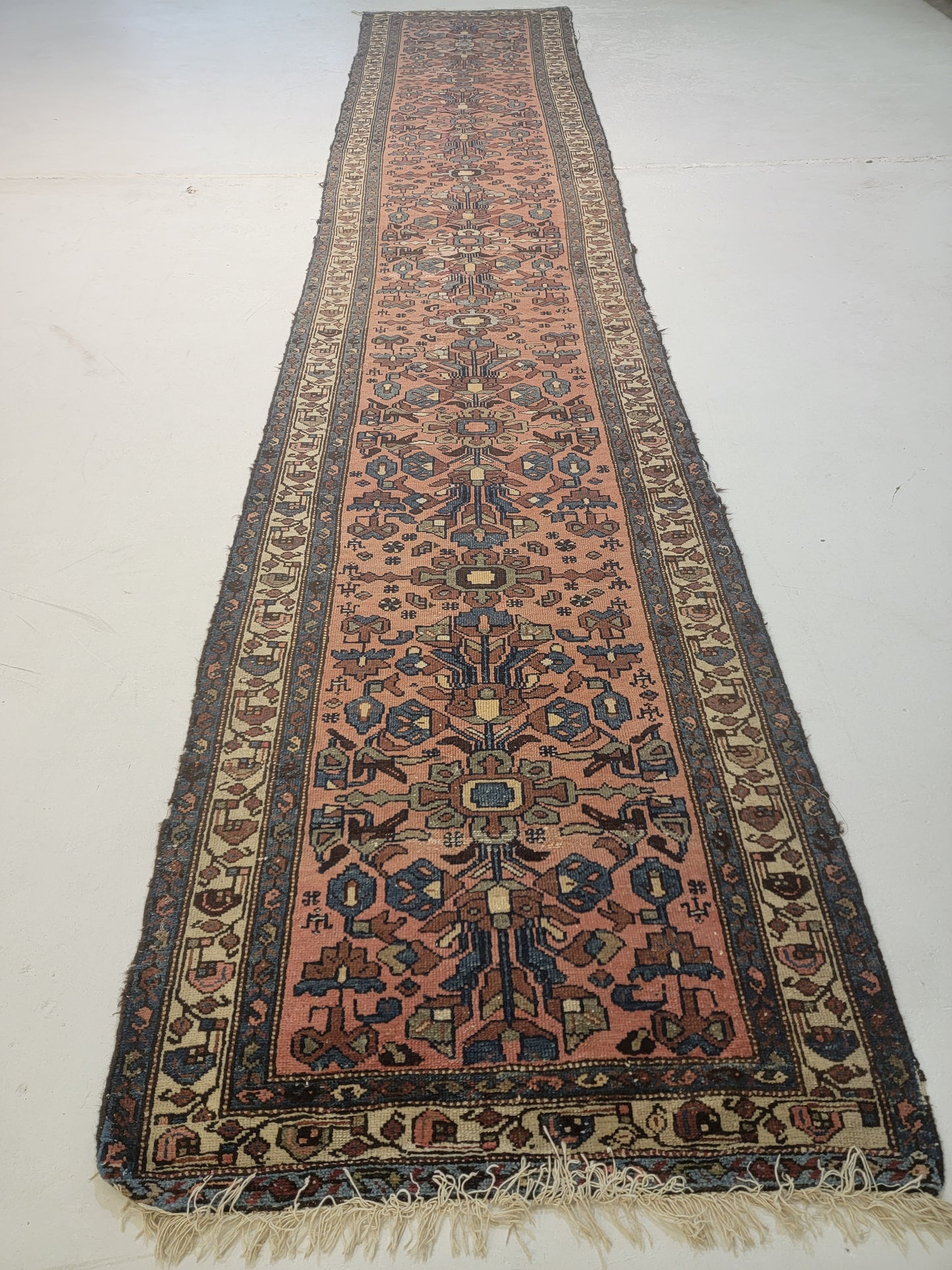 Antique Hand-Knotted Wool Runner Malayer 2'10" x 16'3"