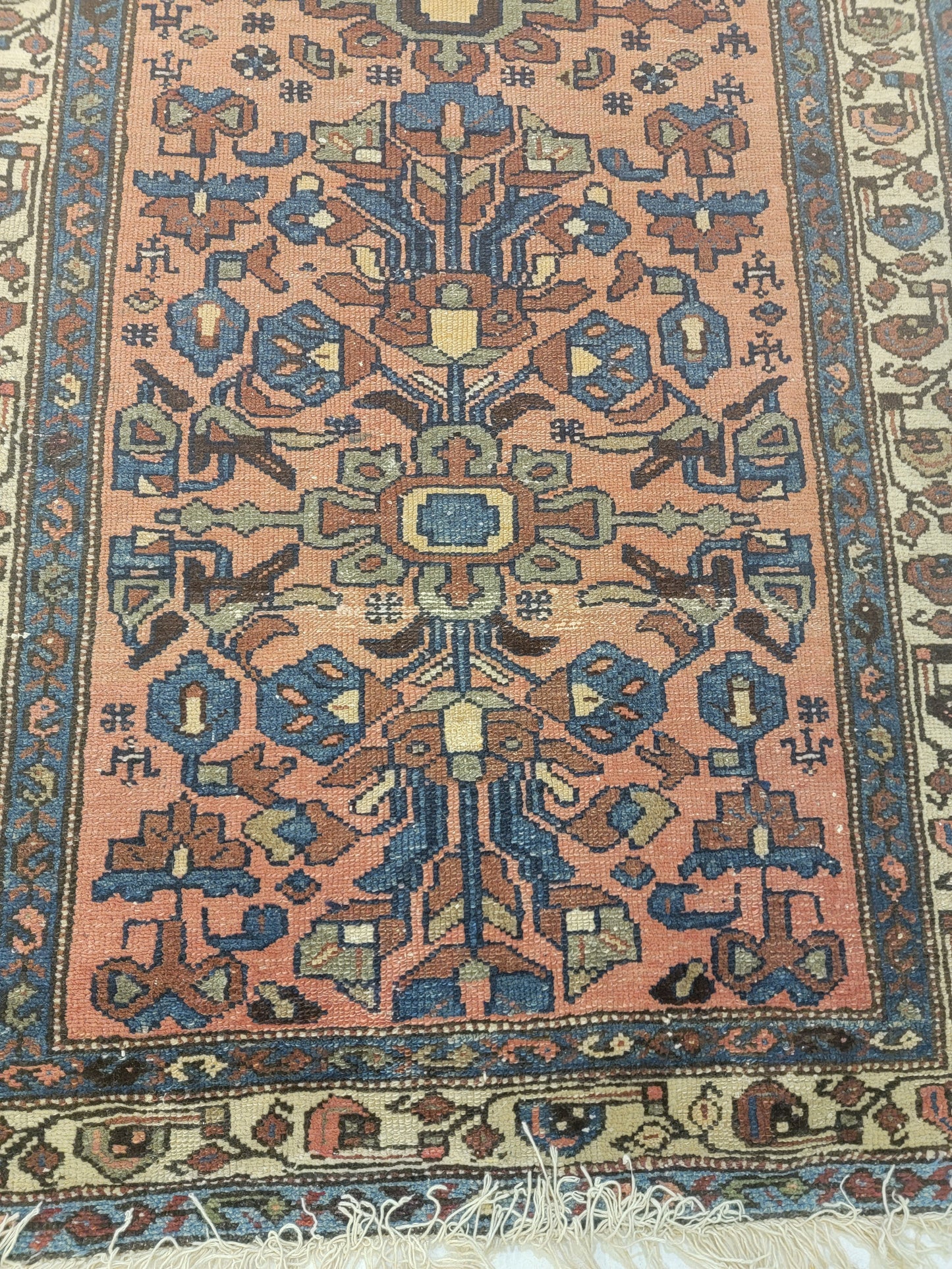 Antique Hand-Knotted Wool Runner Malayer 2'10" x 16'3"