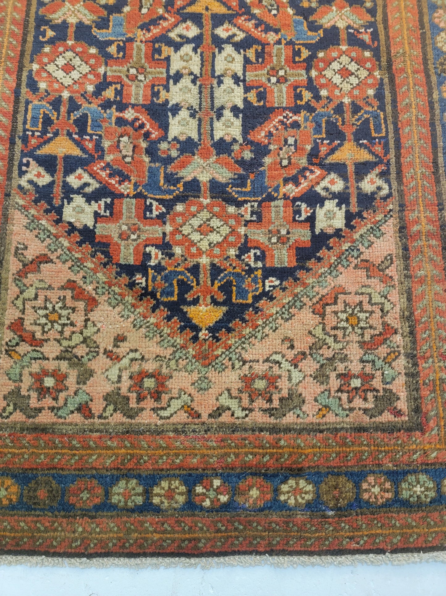 Antique Hand-Knotted Wool Runner Malayer 3'5" x 12'10"