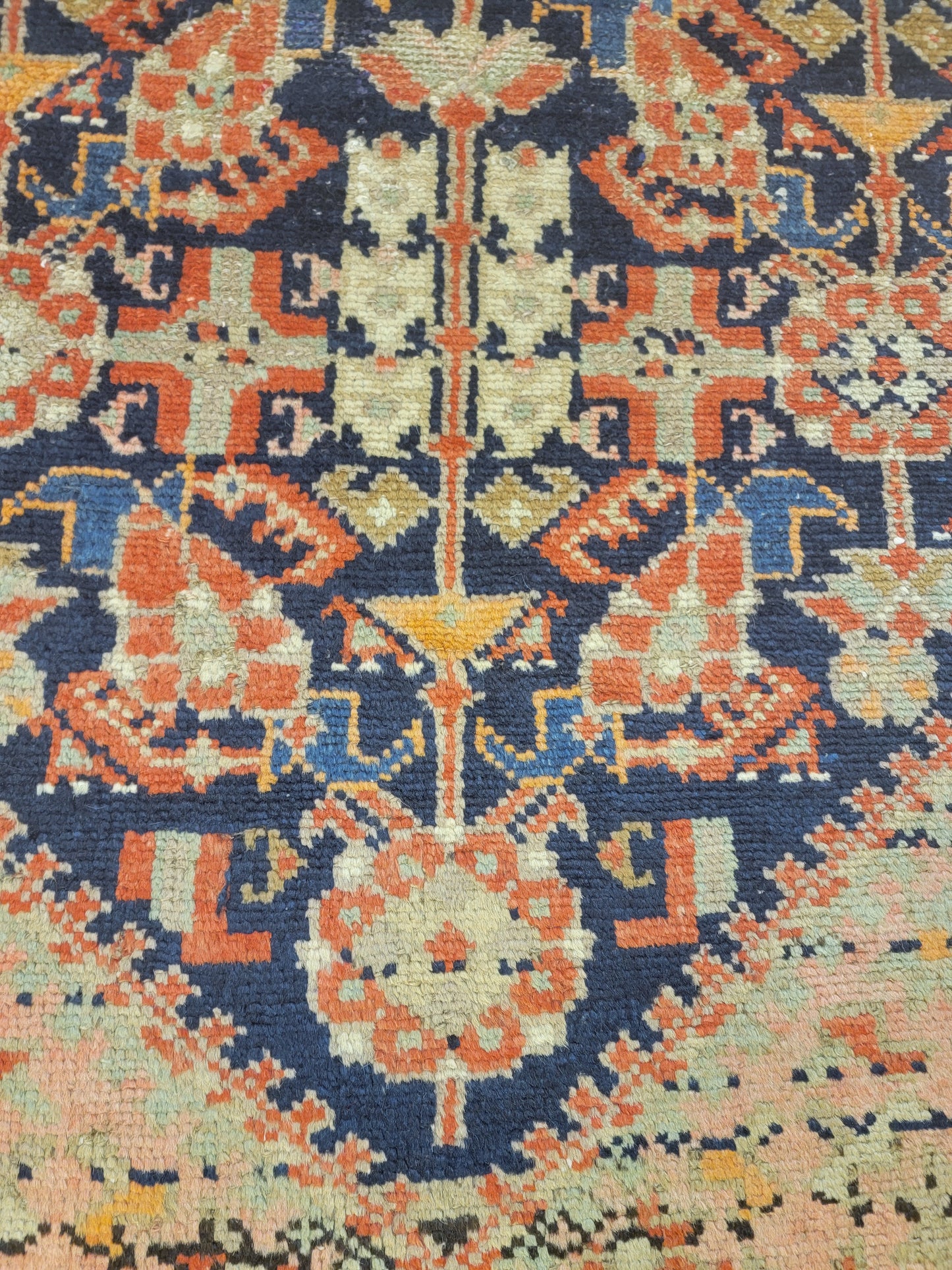Antique Hand-Knotted Wool Runner Malayer 3'5" x 12'10"